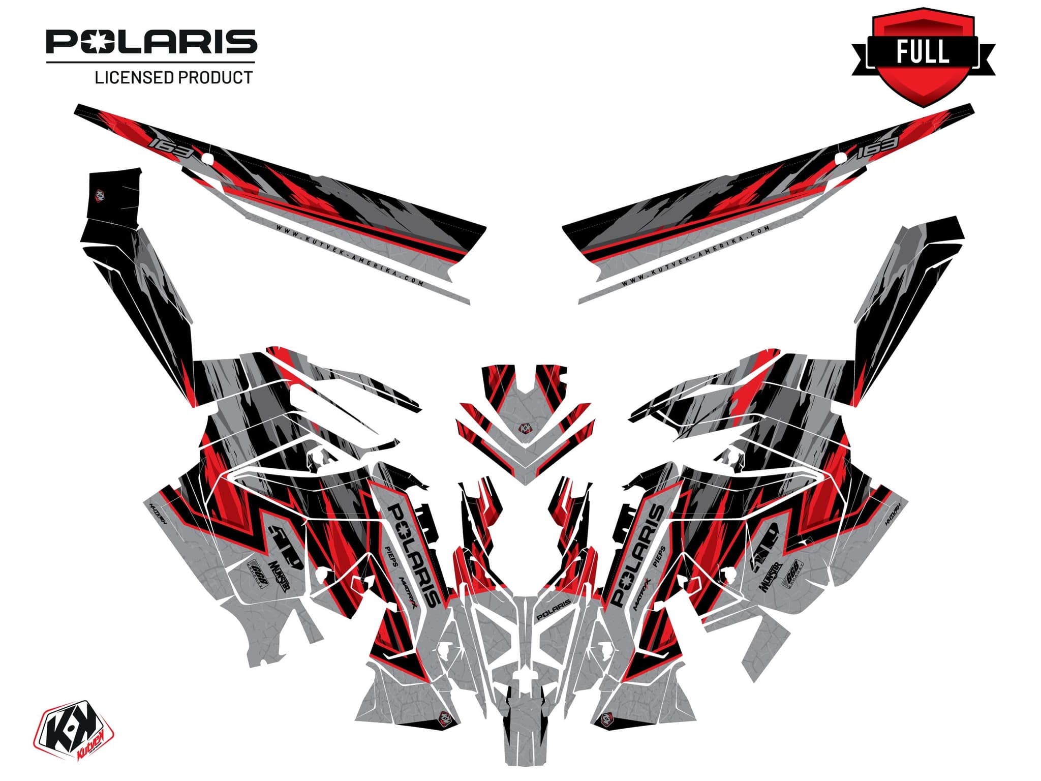 snowmobile polaris 600r race sled future red  graphic kit | Polaris | Kutvek - View 3