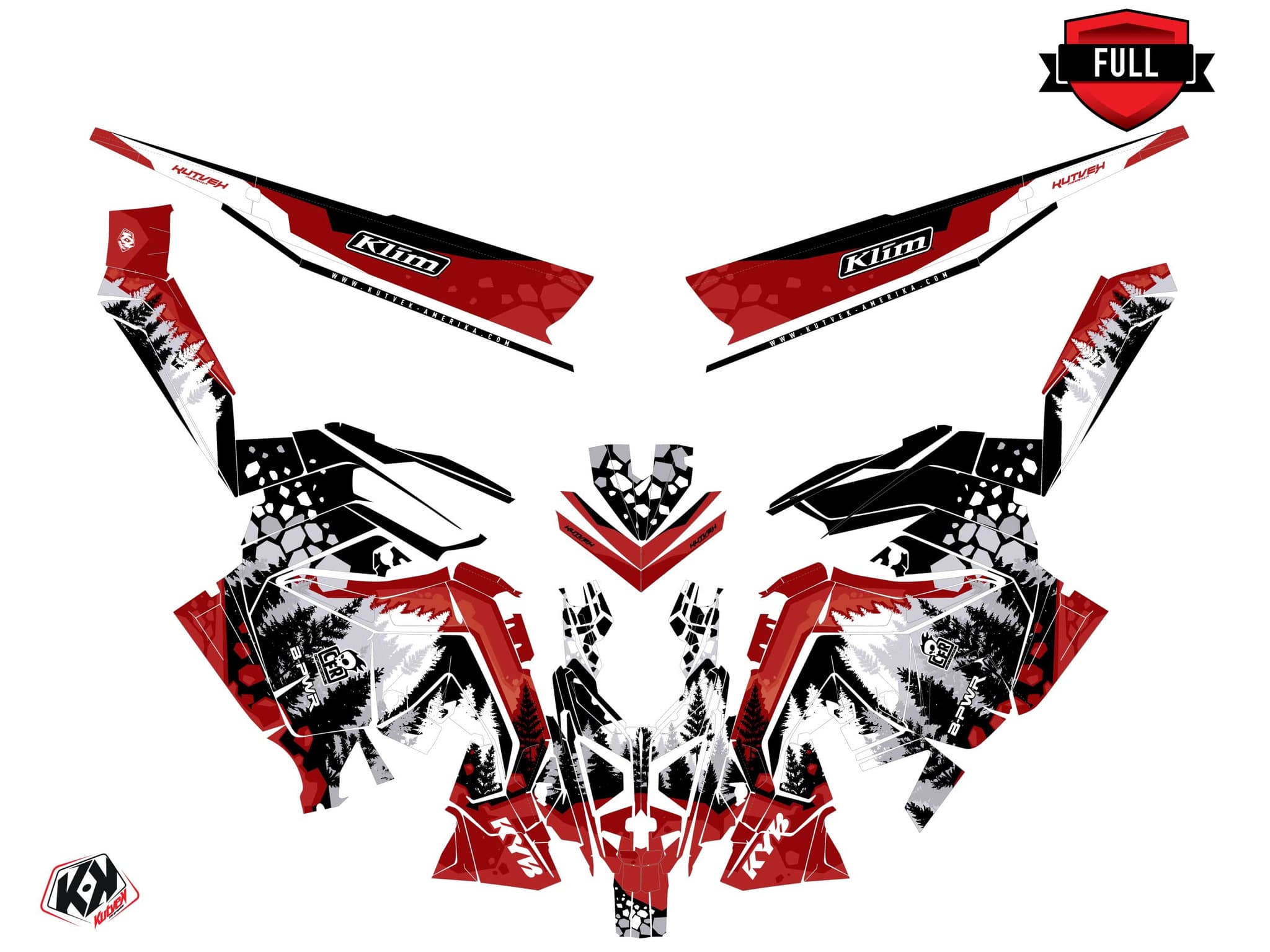 snowmobile polaris 600r race sled garnet white  graphic kit | Polaris | Kutvek - View 3
