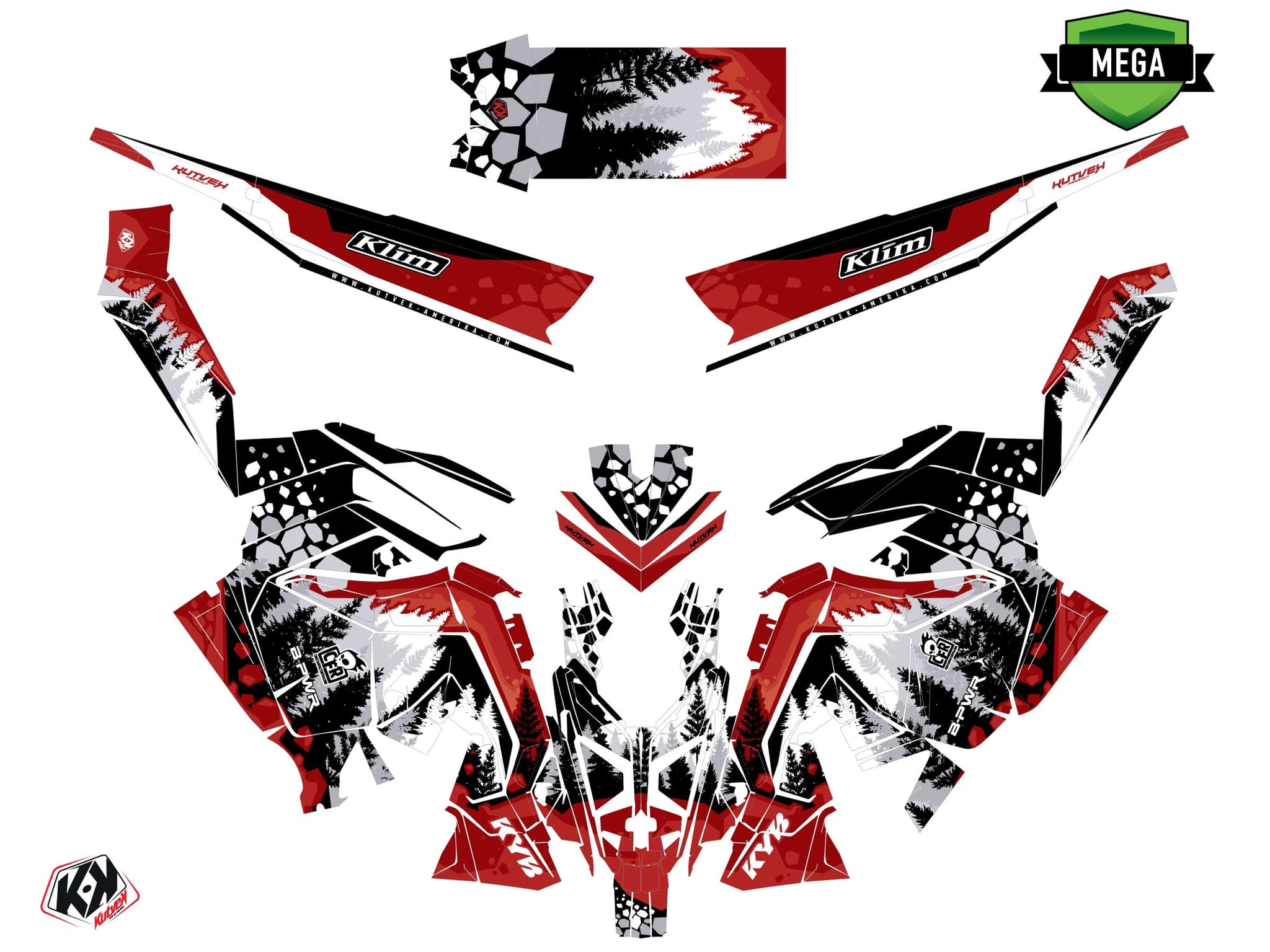 snowmobile polaris 600r race sled garnet white  graphic kit | Polaris | Kutvek - View 4