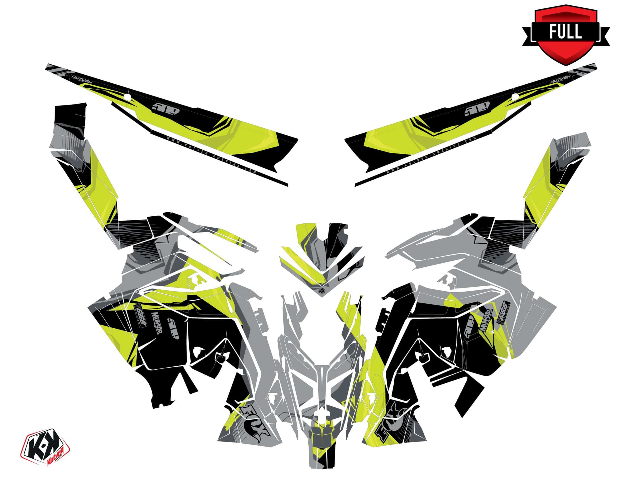 snowmobile polaris 600r race sled kliff yellow serie graphic kit | Polaris | Kutvek - View 3