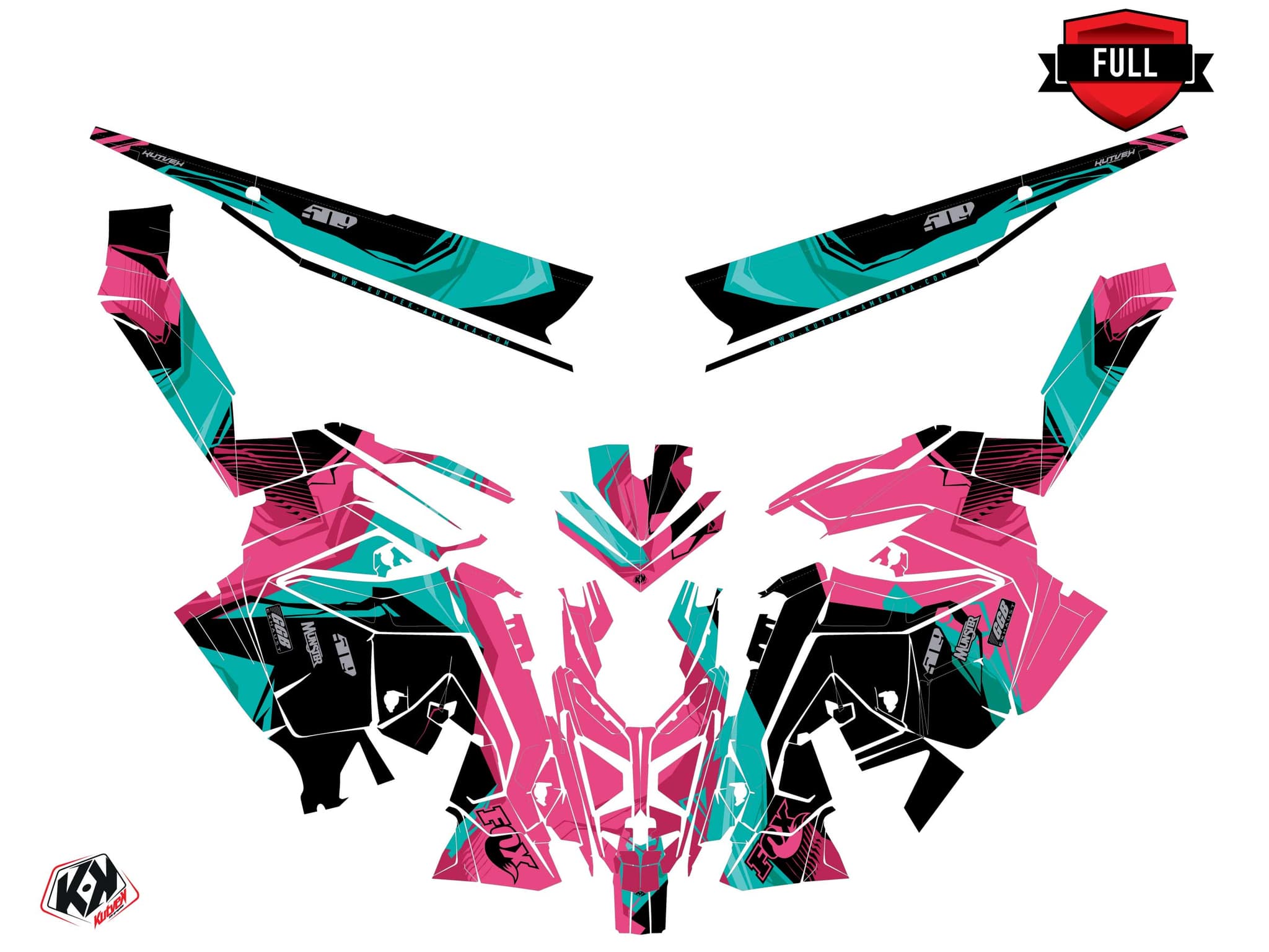 snowmobile polaris 600r race sled kliff pink  graphic kit | Polaris | Kutvek - View 3