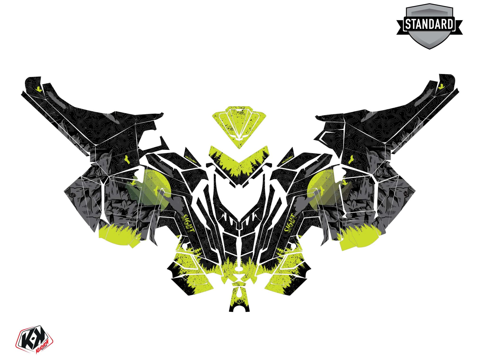 snowmobile polaris 600r race sled sight black-lime serie graphic kit | Polaris | Kutvek - View 2