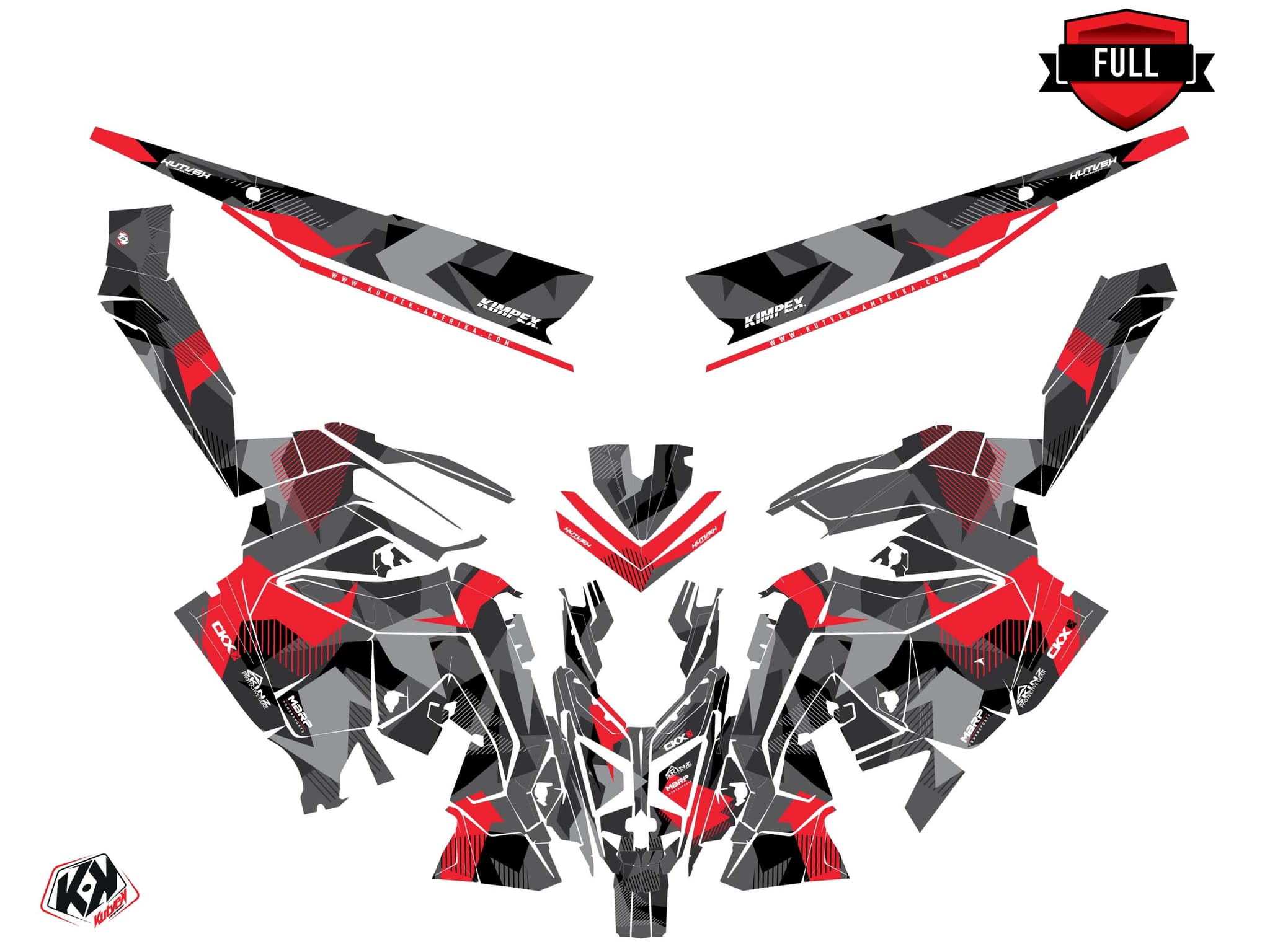 snowmobile polaris 600r race sled unit red  graphic kit | Polaris | Kutvek - View 3