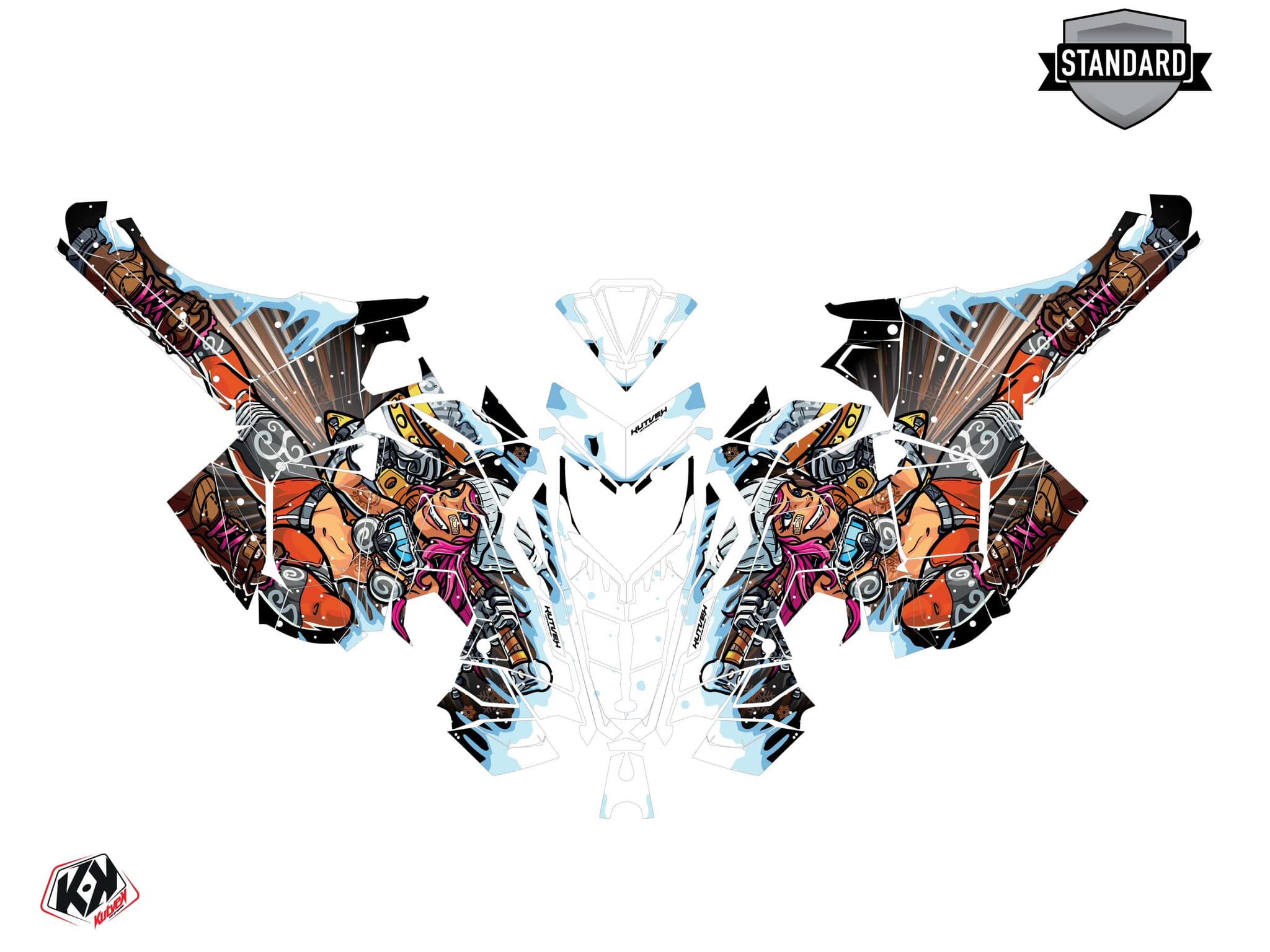 Polaris Switchback Assault Xena Black-Orange Snowmobile Graphic Kit | Polaris | Kutvek - View 2