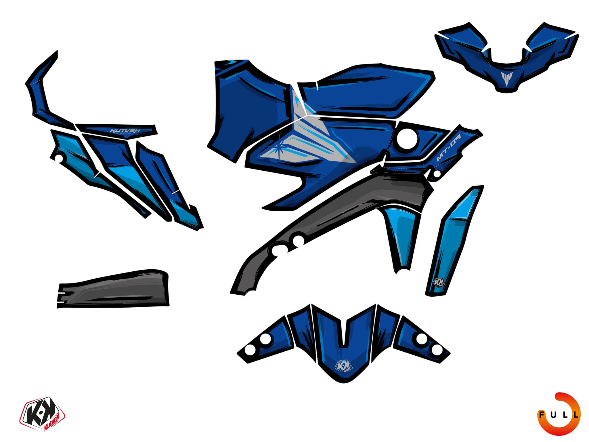 kit graphique moto yamaha mt 09 poska bleu série | MT | Kutvek - View 3