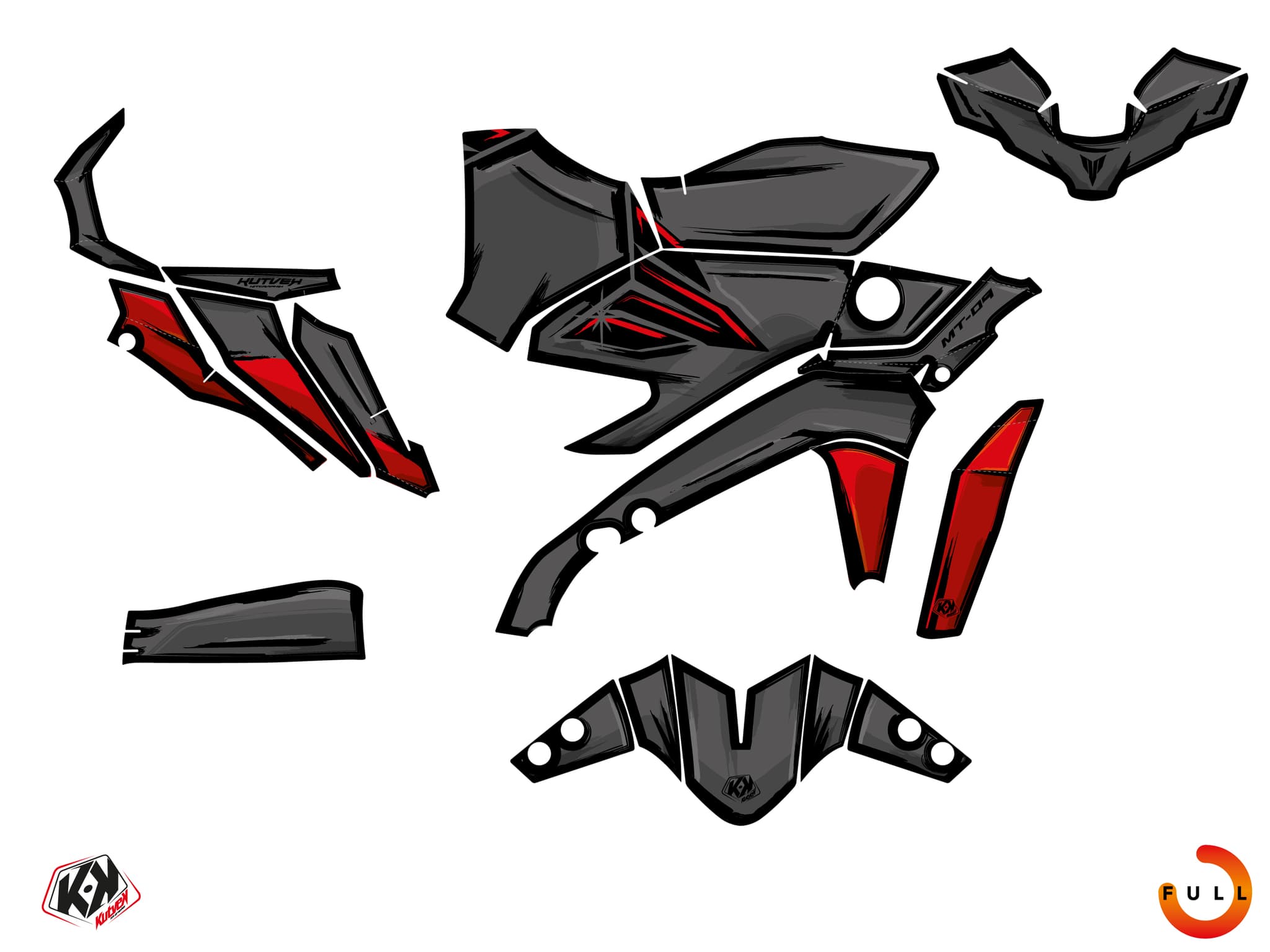 Kit graphique Moto YAMAHA MT 09 POSKA Rouge | MT | Kutvek - View 3