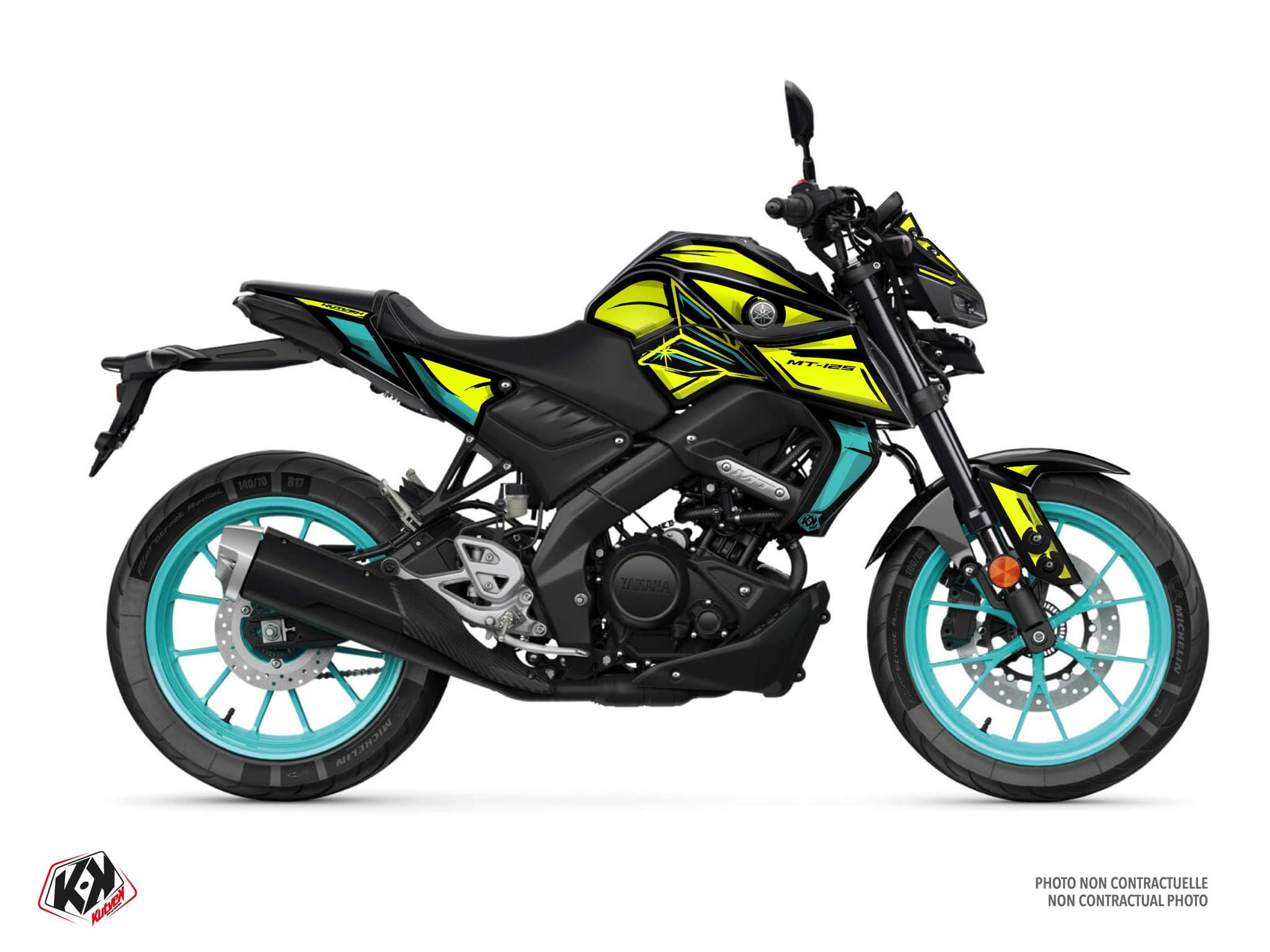 Kit Graphique moto yamaha mt 125 poska fluo jaune  