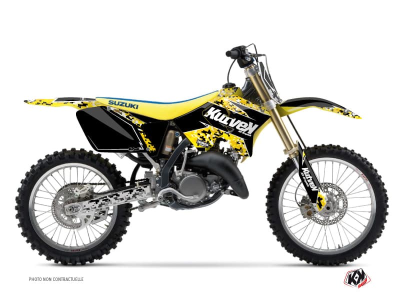 kit graphique motocross suzuki rm 125 predator noir-jaune  