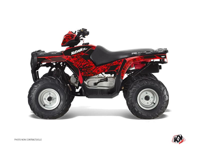 kit graphique quad polaris sportsman 90 predator rouge-noir  
