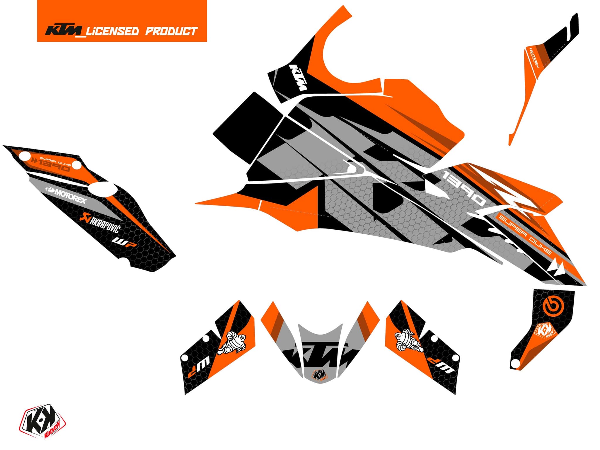 Street Bike KTM Super Duke 1390 R Rapid Black Graphic Kit | KTM DUKE | Kutvek - View 2