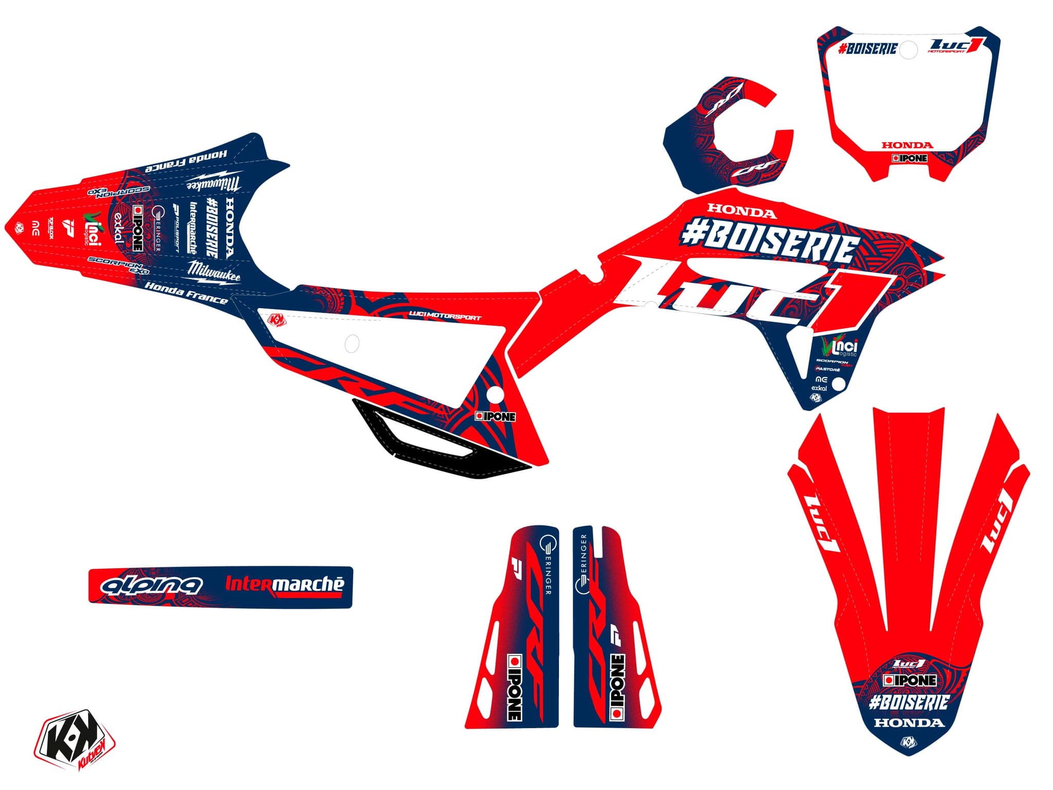 kit graphique motocross honda crf 450 r replica team luc1 k24 | Honda | Kutvek - View 2