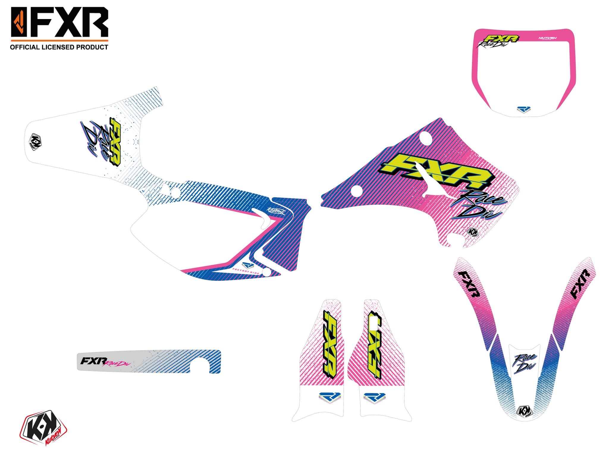 kit graphique motocross kawasaki kx 250 fxr retro | Kawasaki | Kutvek - View 2