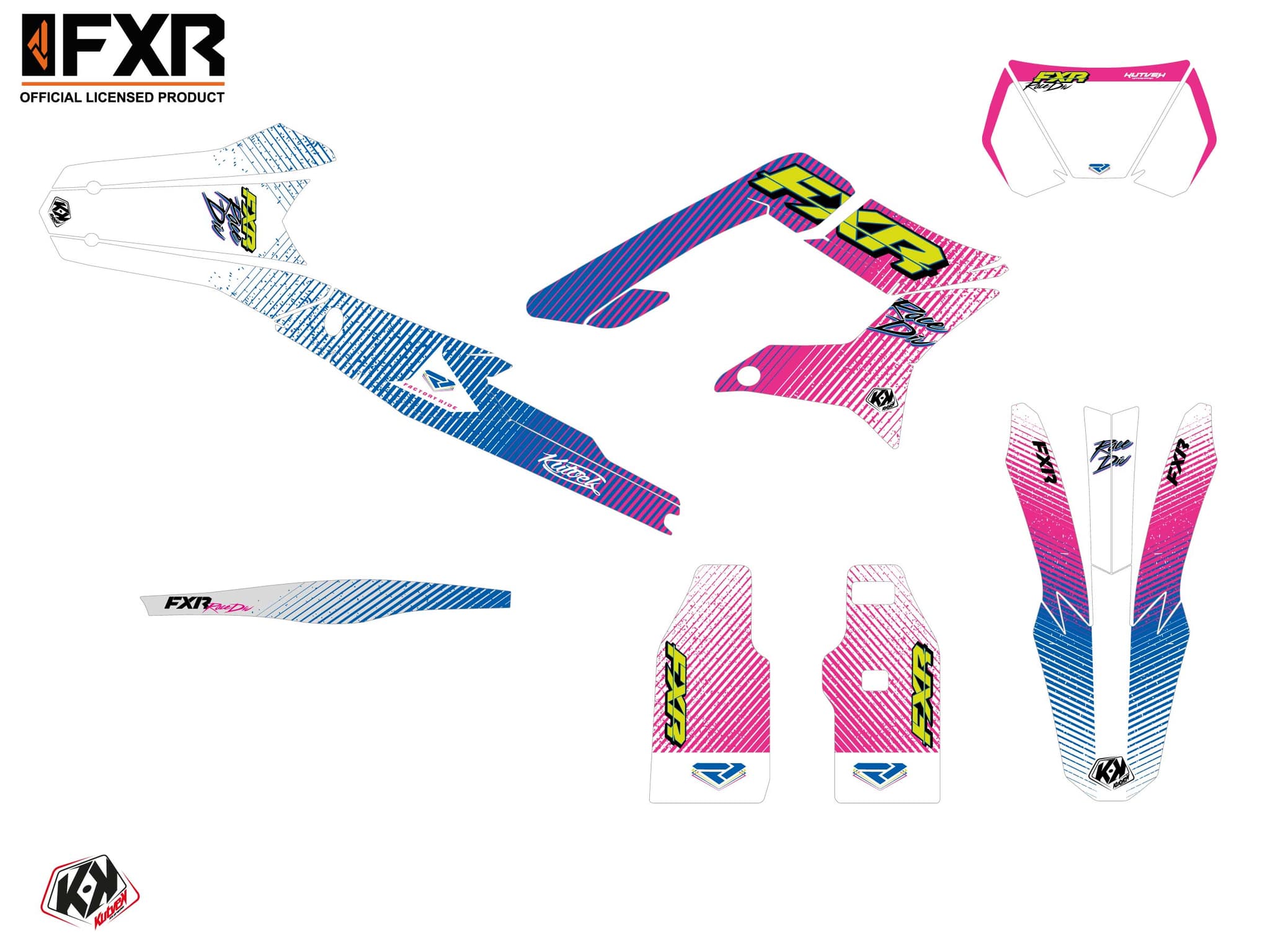 kit graphique motocross sur-ron storm-bee enduro fxr retro rose | Sur-Ron | Kutvek - View 2