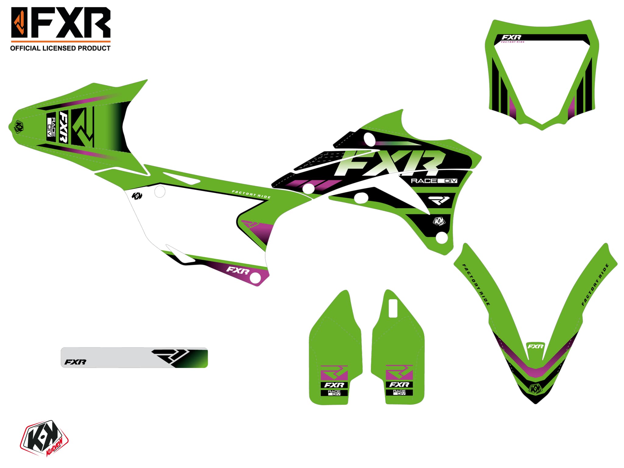 kit graphique motocross kawasaki kx 100 fxr revo vert | Kawasaki | Kutvek - View 2