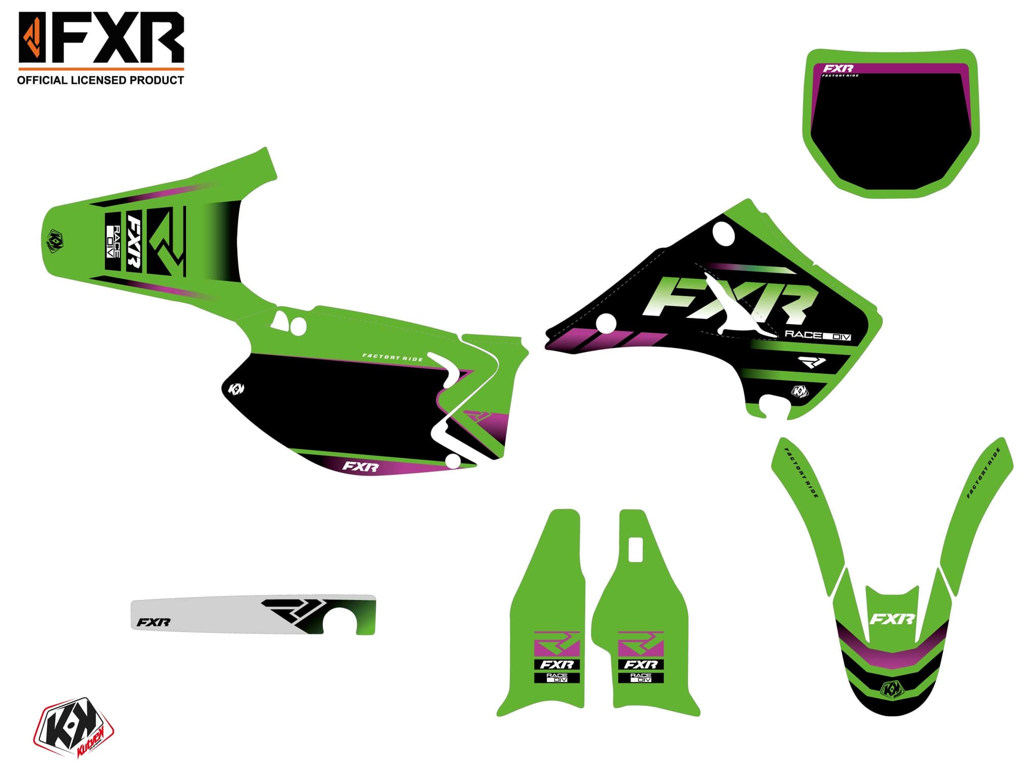 kit graphique motocross kawasaki kx 125 fxr revo vert | Kawasaki | Kutvek - View 2