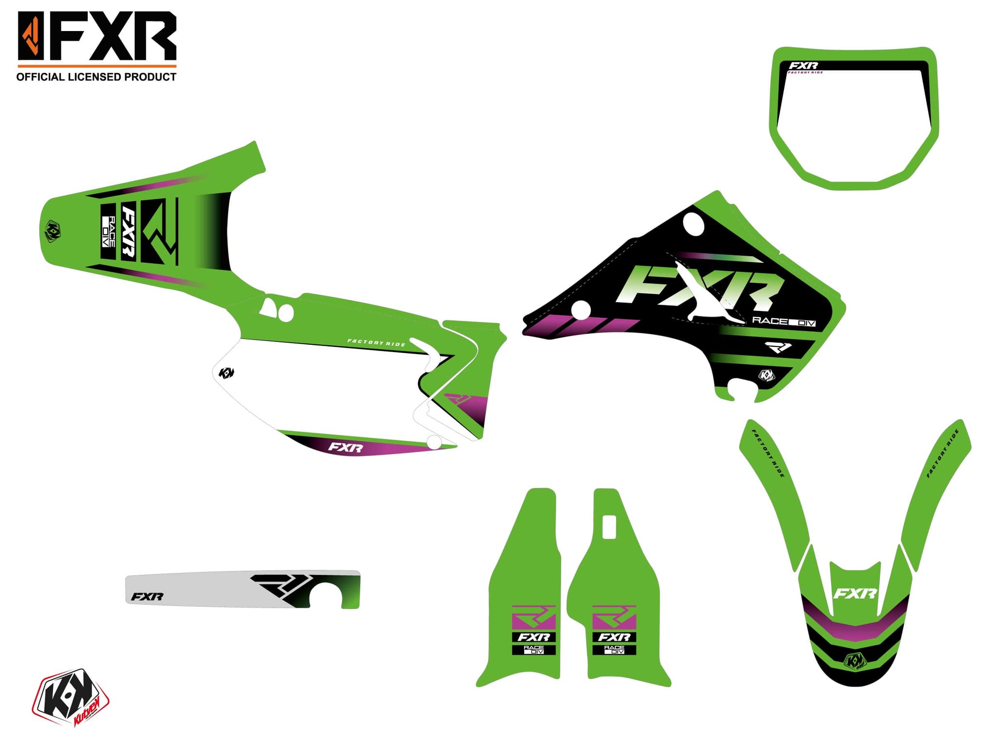 kit graphique motocross kawasaki kx 250 fxr revo vert | Kawasaki | Kutvek - View 2