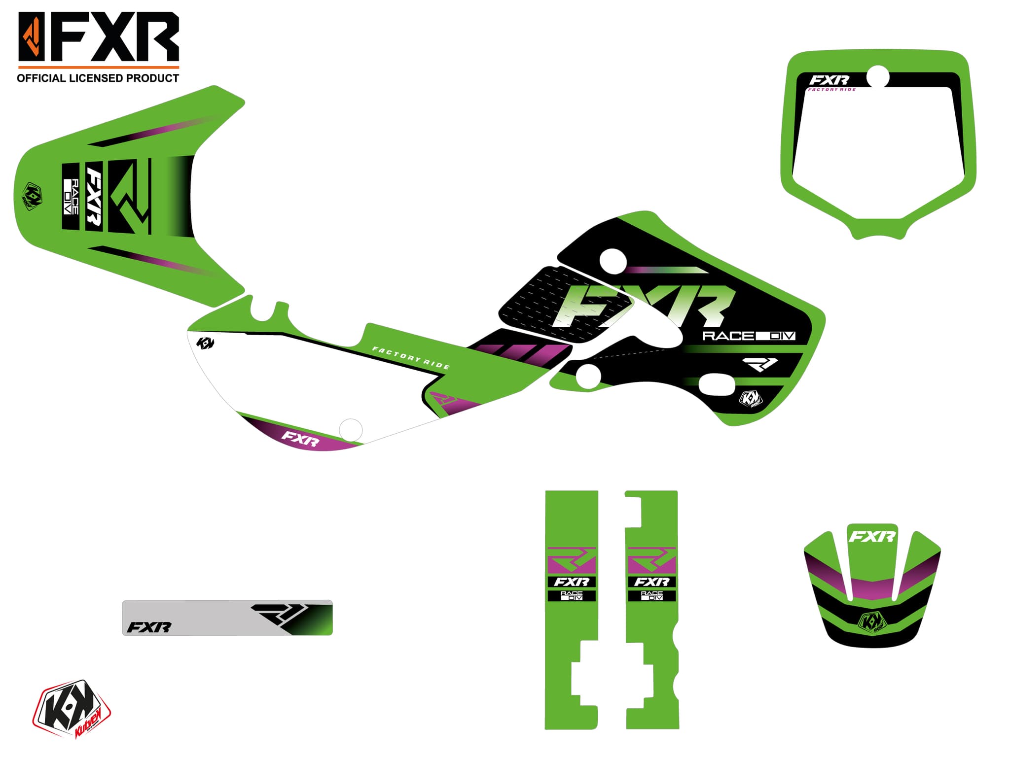 kit graphique motocross kawasaki kx 65 fxr revo vert | Kawasaki | Kutvek - View 2