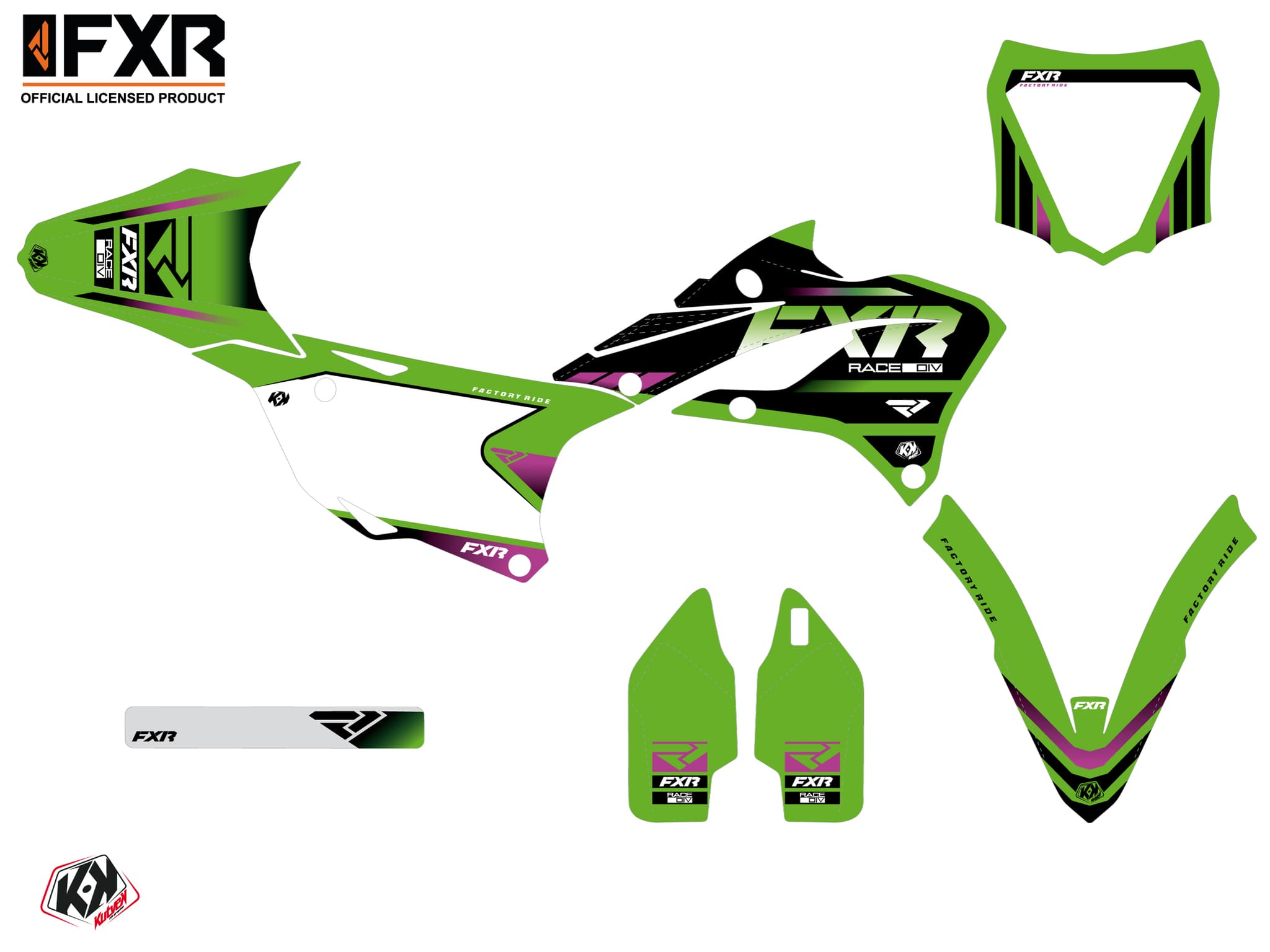 kit graphique motocross kawasaki kx 85 fxr revo vert | Kawasaki | Kutvek - View 2