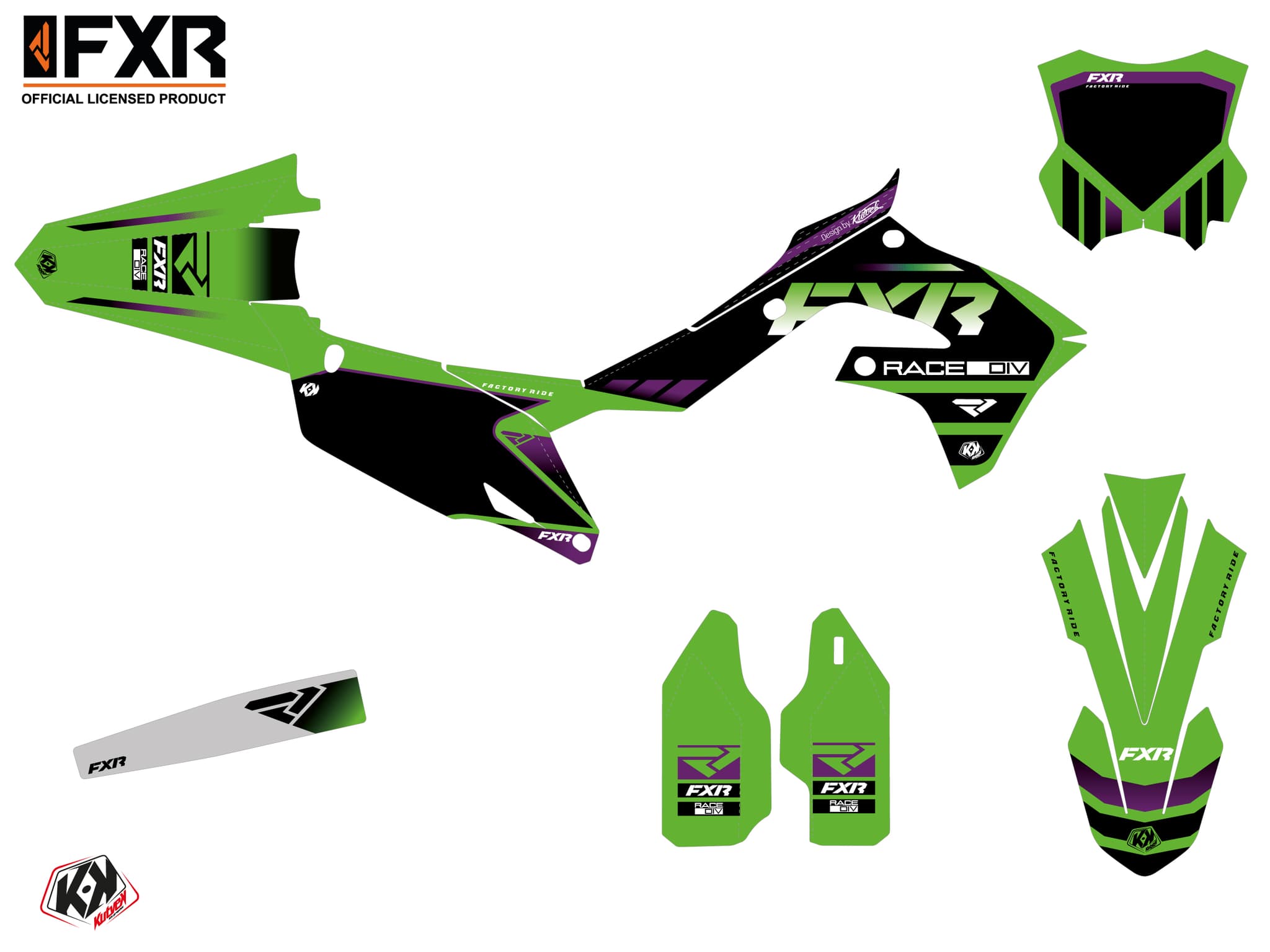 kit graphique motocross kawasaki kx 250 f fxr revo vert | Kawasaki | Kutvek - View 2