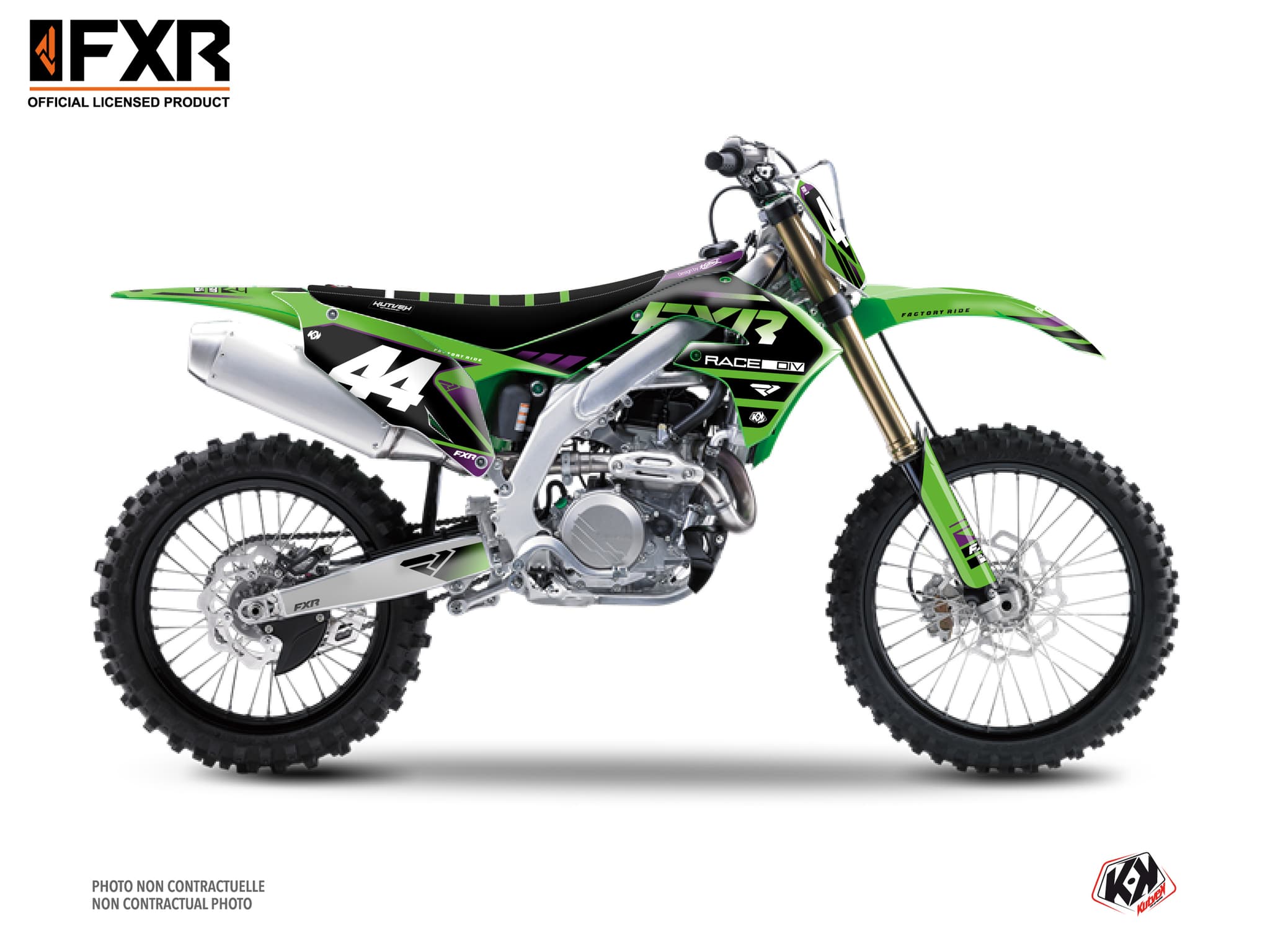 kit graphique motocross kawasaki kx 250 f fxr revo vert  