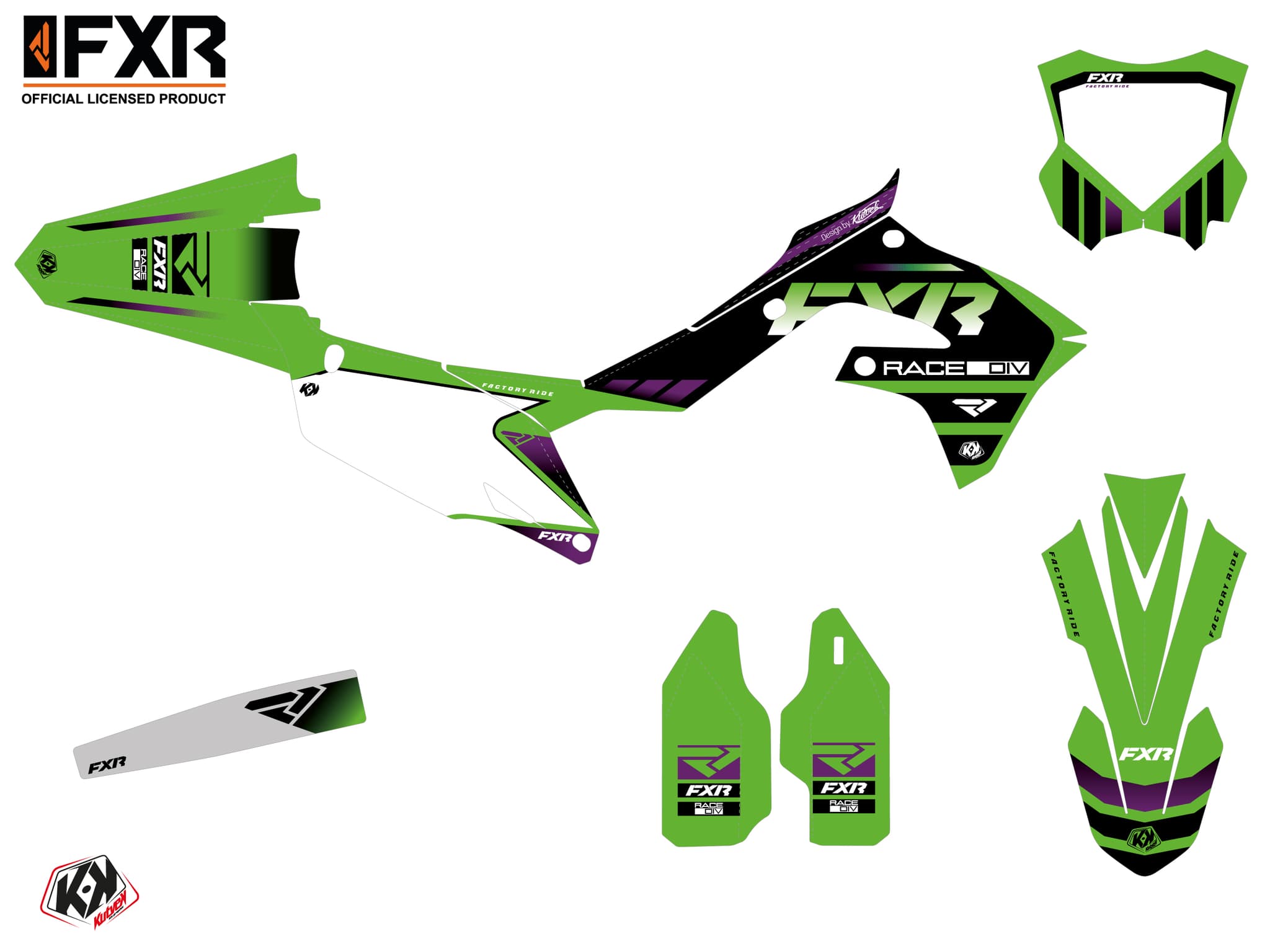 kit graphique motocross kawasaki kx 450 f fxr revo vert | Kawasaki | Kutvek - View 2