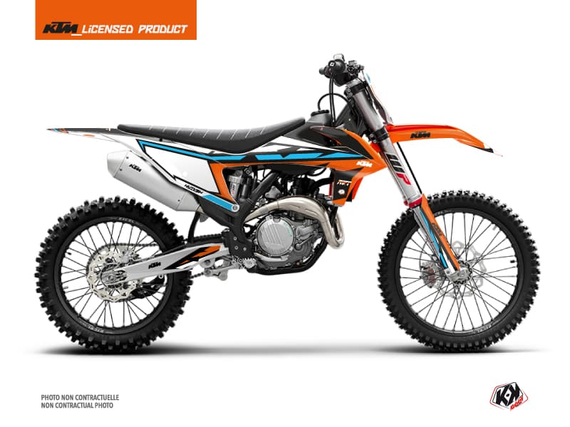 kit graphique motocross ktm xc 300 rift orange-bleu  