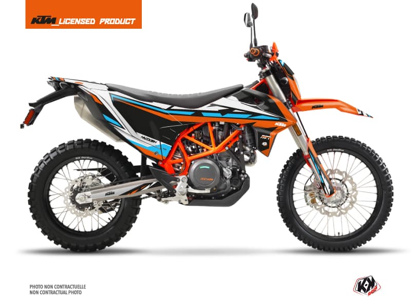 kit graphique moto ktm enduro 690 r rift orange-bleu  