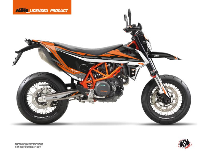kit graphique moto ktm smc 690 r rift noir-orange  
