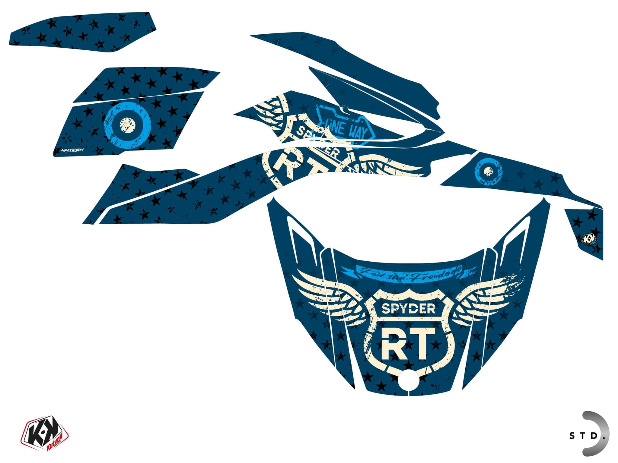 kit graphique  road bleu hybride can-am spyder rt | Can am | Kutvek - View 2