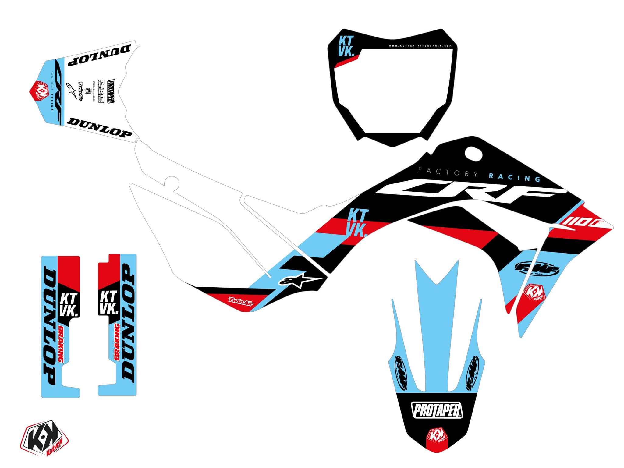 kit graphique motocross honda crf 110 f rookie noir | Honda | Kutvek - View 2