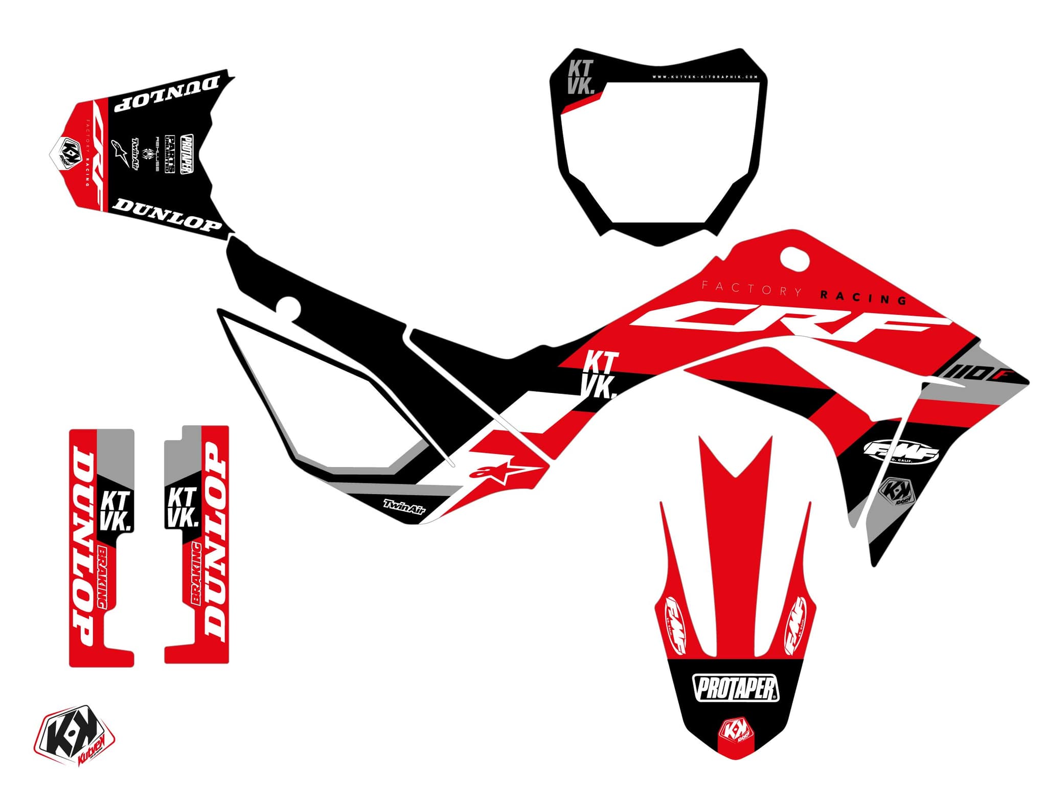 kit graphique motocross rookie honda 110f crf rouge | Honda | Kutvek - View 2