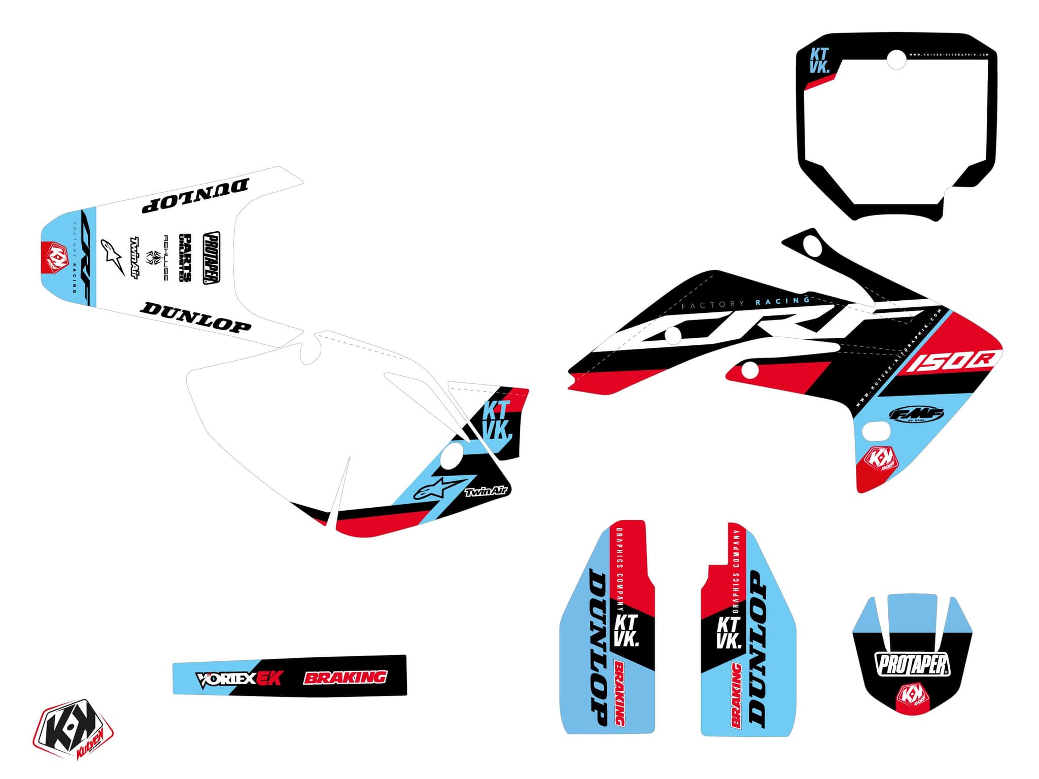 kit graphique motocross honda crf 150 r rookie noir | Honda | Kutvek - View 2