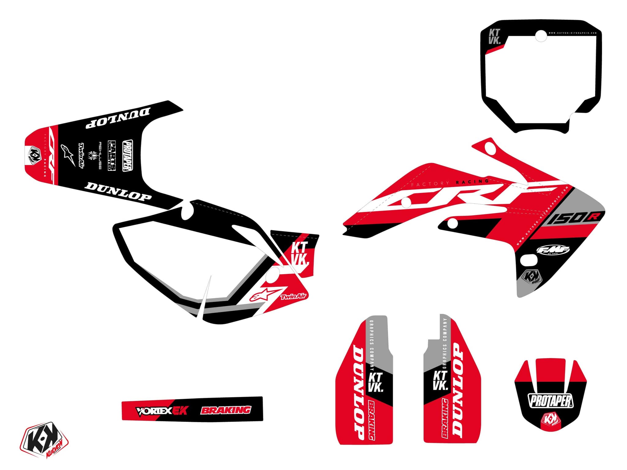 kit graphique motocross honda crf 150 r rookie rouge | Honda | Kutvek - View 2