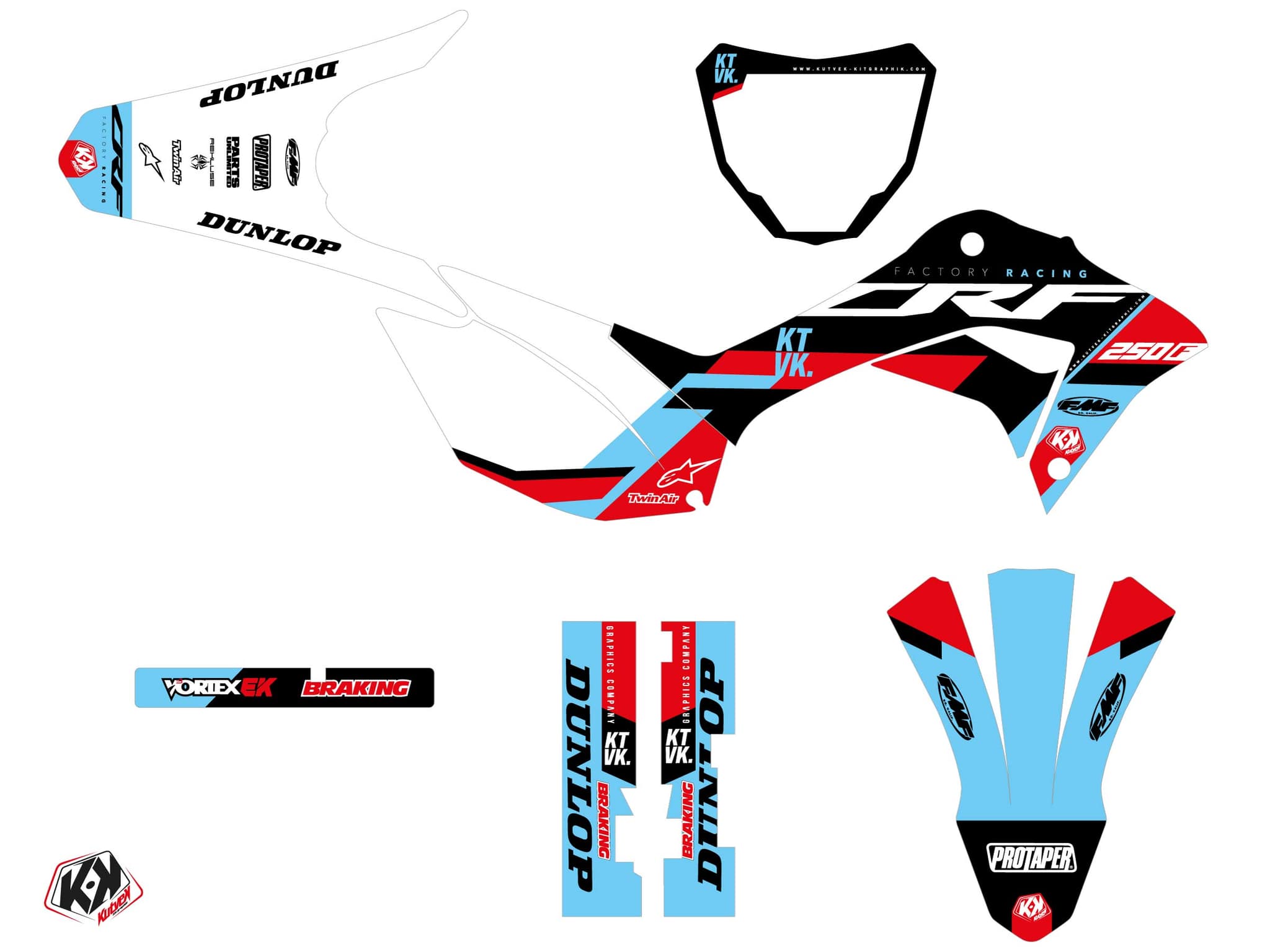 kit graphique motocross honda crf 250 f rookie noir | Honda | Kutvek - View 2