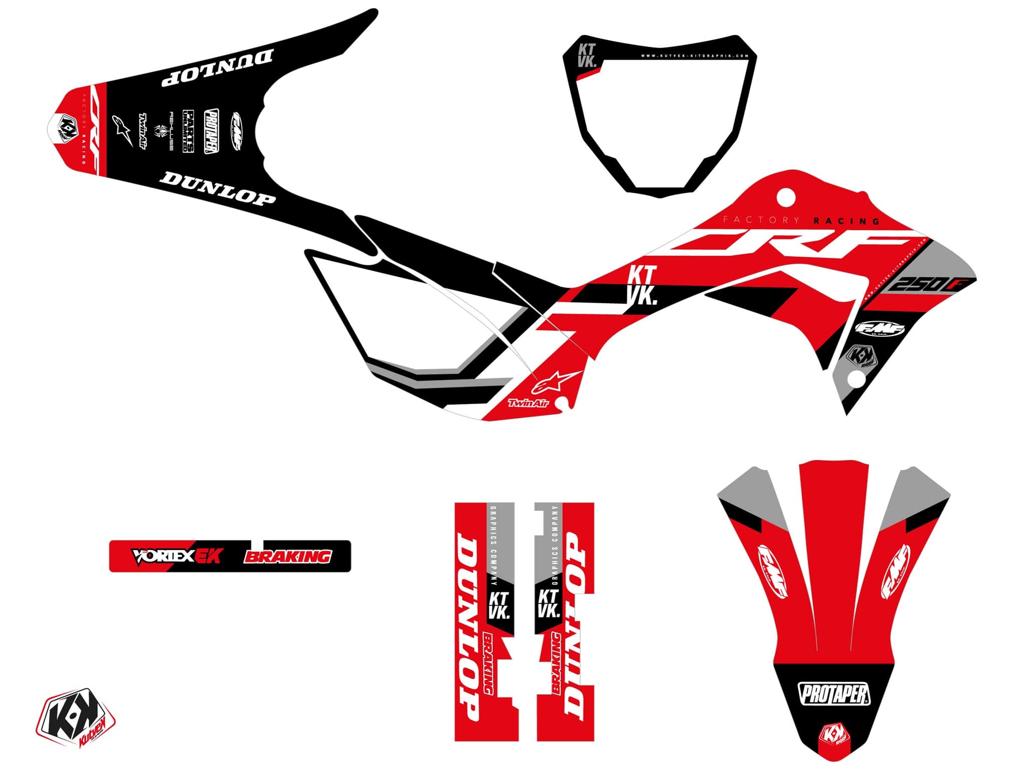 kit graphique motocross honda crf 250 f rookie rouge | Honda | Kutvek - View 2