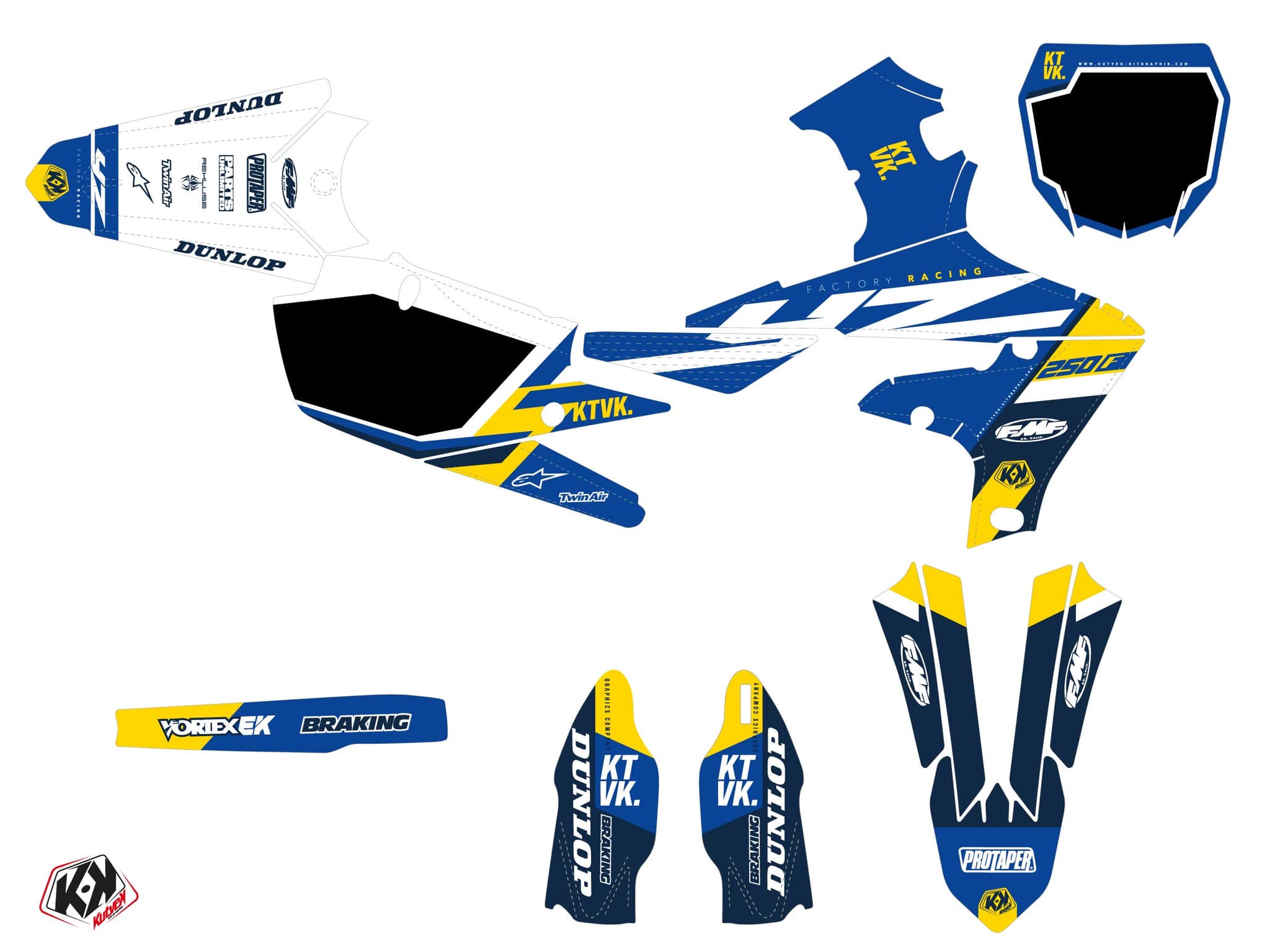 Yamaha 250 YZF Dirt Bike Rookie Graphic Kit Blue | 250 YZF | Kutvek - View 2