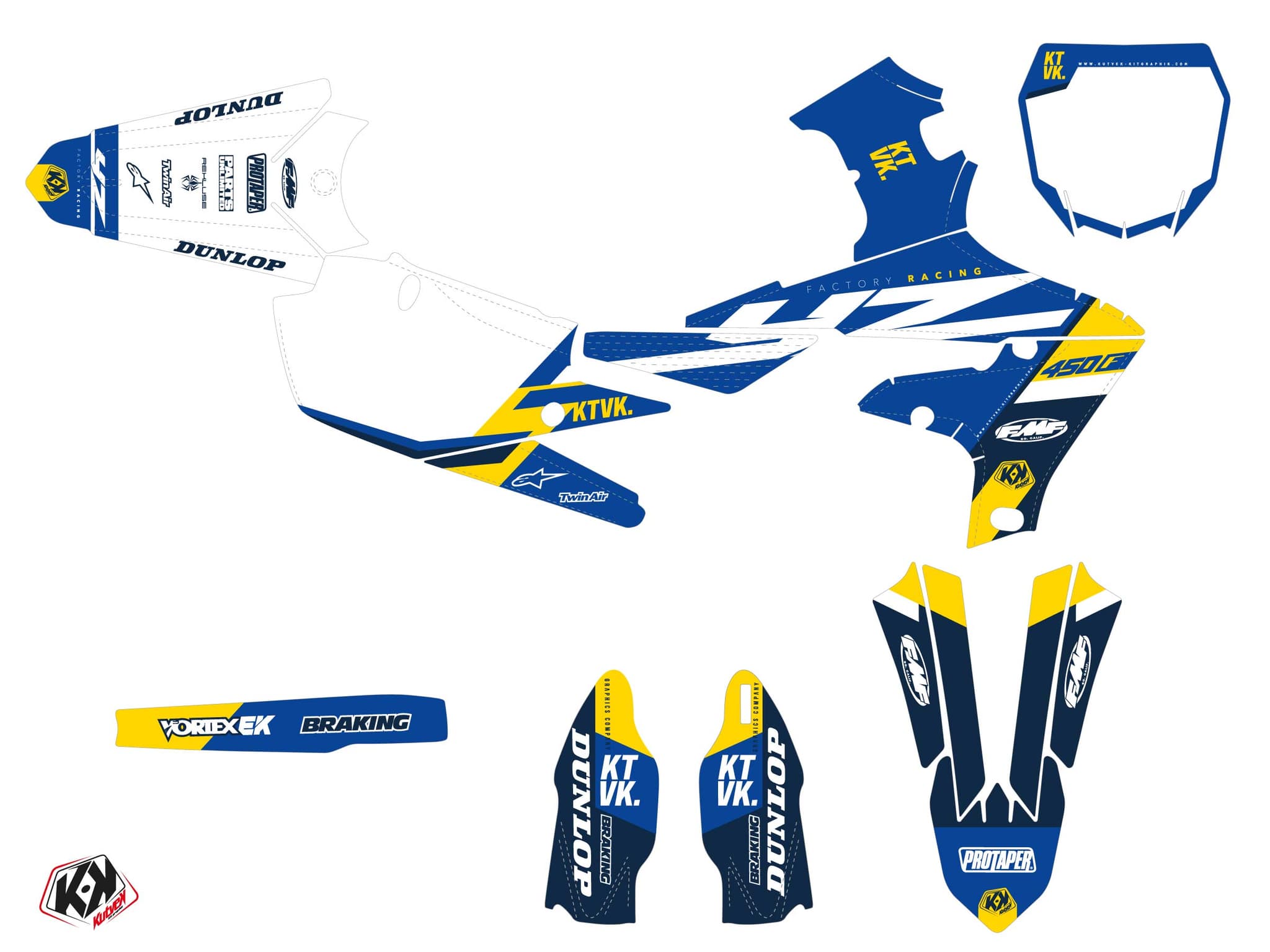 Kit graphique Moto Cross Rookie Yamaha 450 YZF Bleu | 450 YZF | Kutvek - View 2
