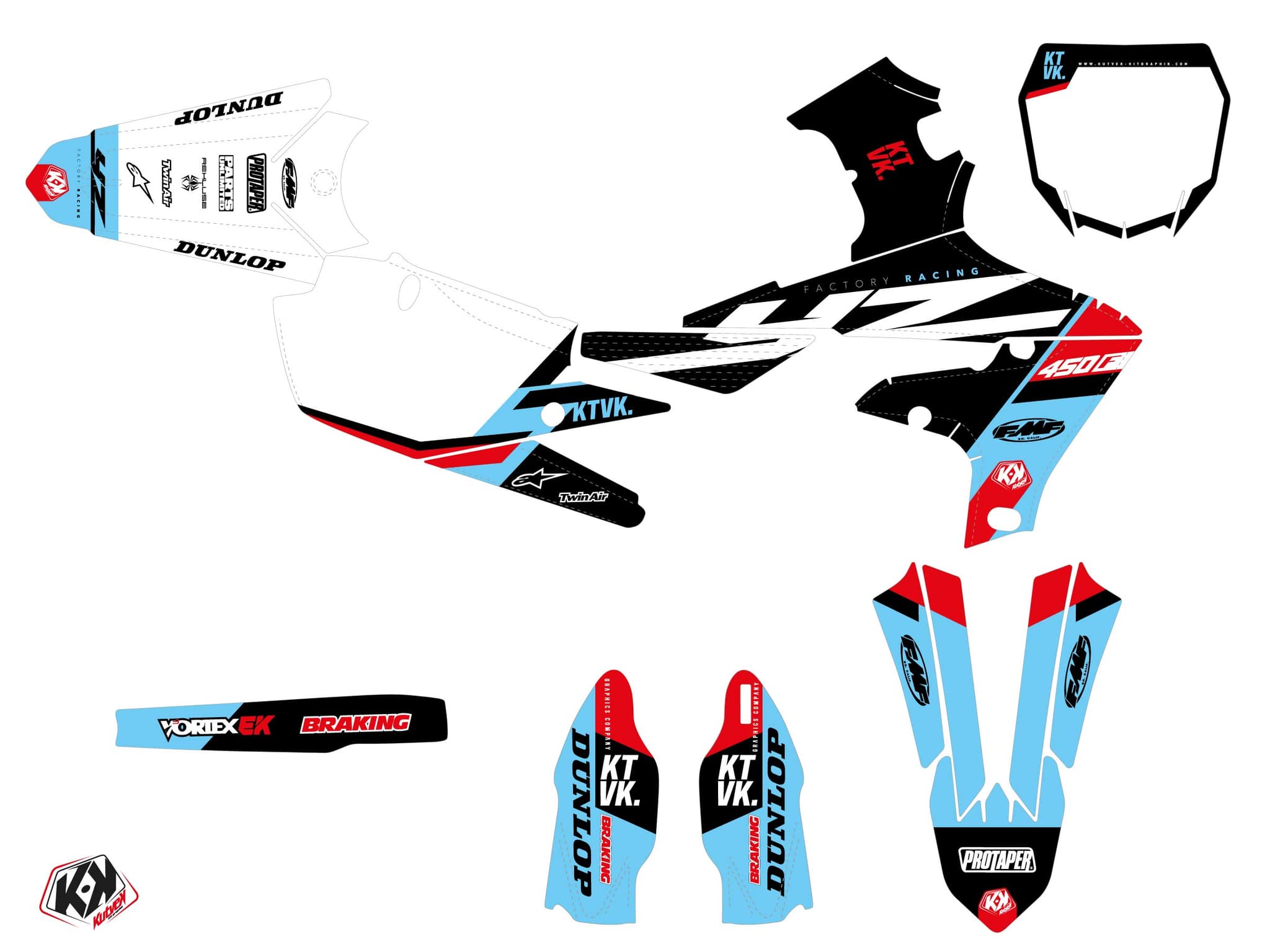 kit graphique motocross yamaha yz 450 f rookie noir | 450 YZF | Kutvek - View 2