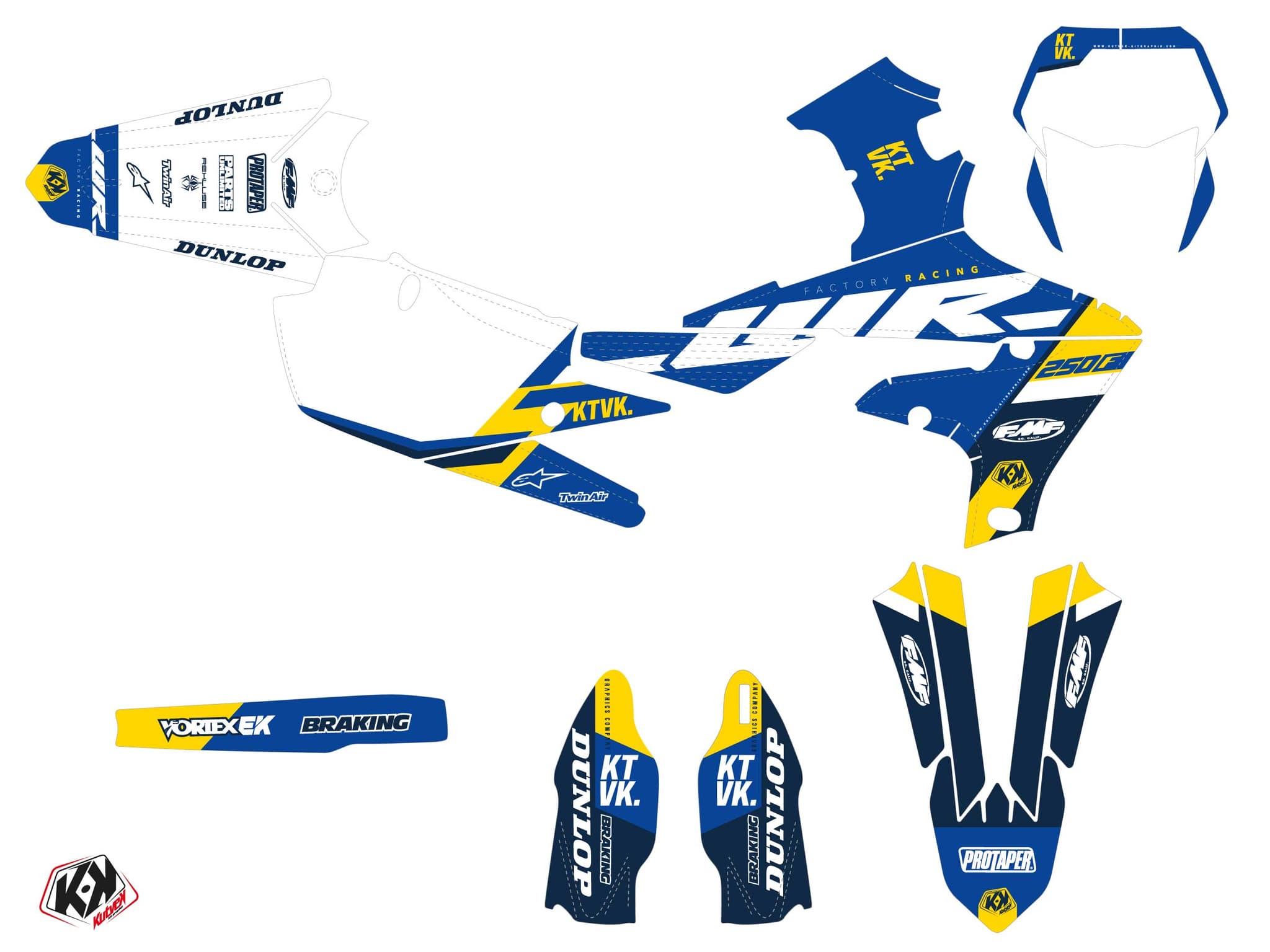 Yamaha 250 WRF Dirt Bike Rookie Graphic Kit Blue | WR | Kutvek - View 2