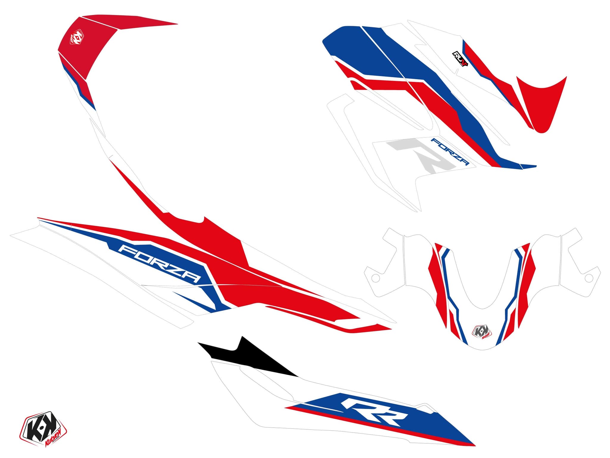 kit graphique maxi-scooter honda forza 350 run blanc | Honda | Kutvek - View 2