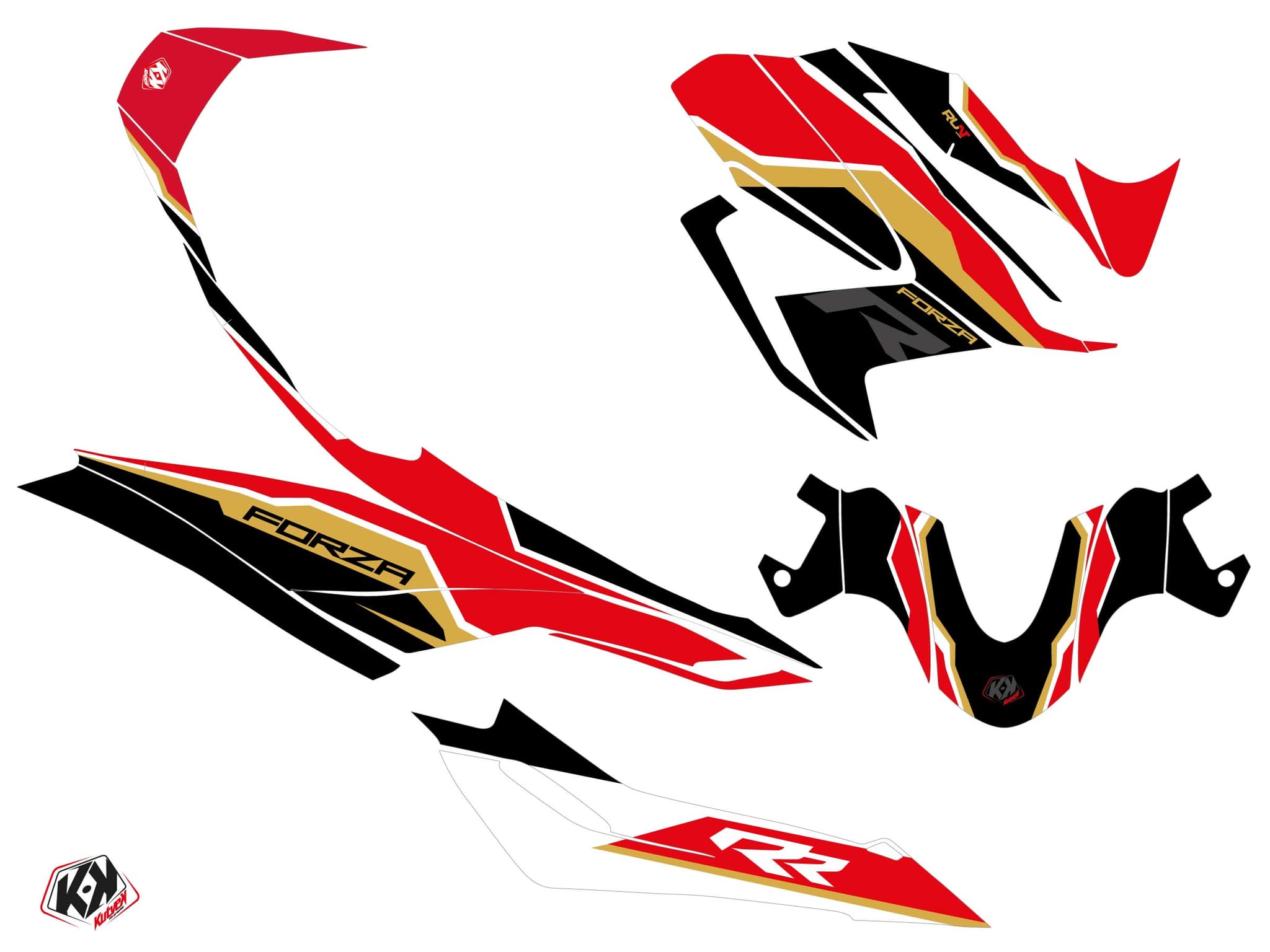 kit graphique maxi-scooter honda forza 350 run noir | Honda | Kutvek - View 2