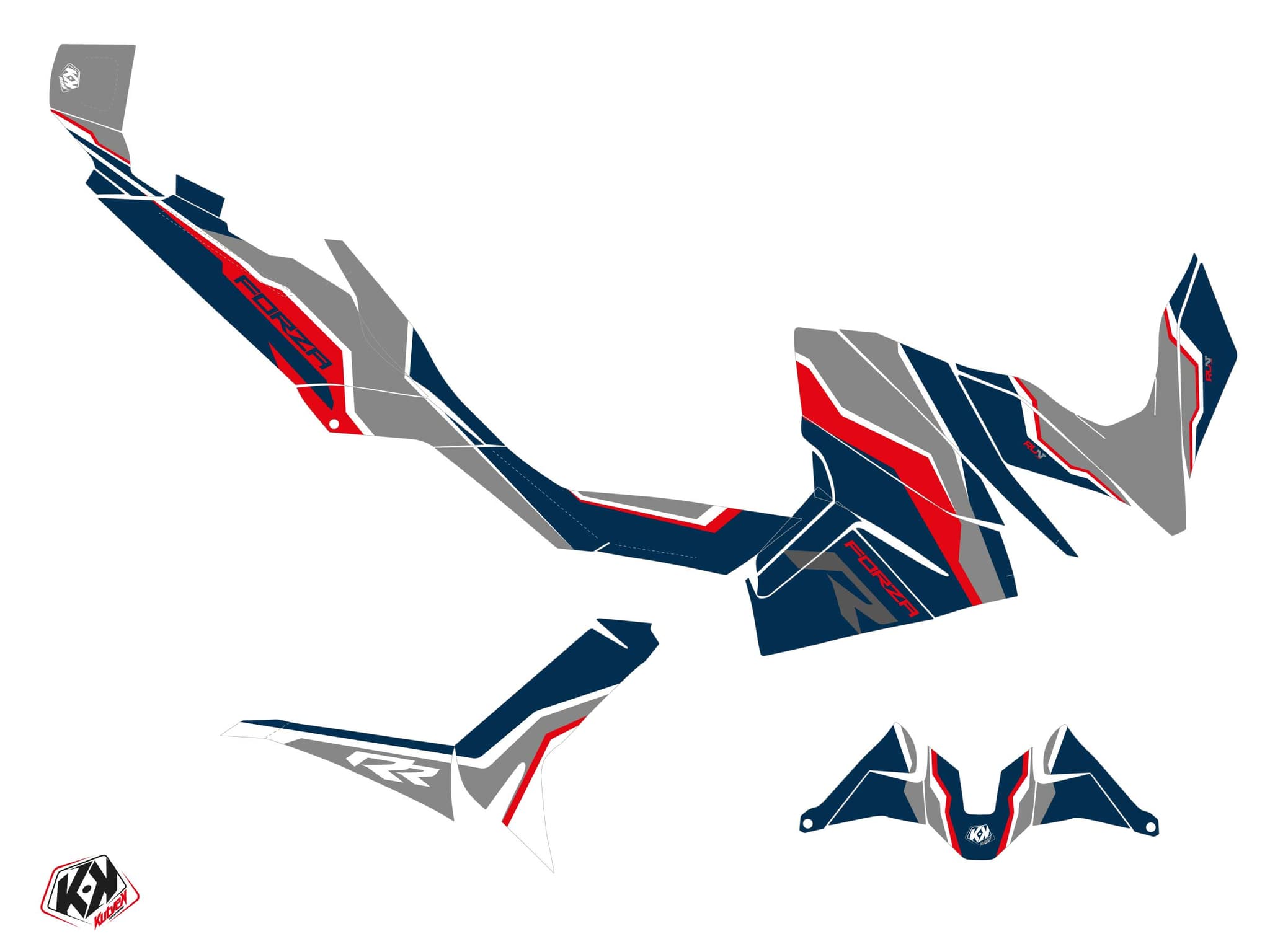 kit graphique maxi-scooter honda forza 750 run bleu | Honda | Kutvek - View 2