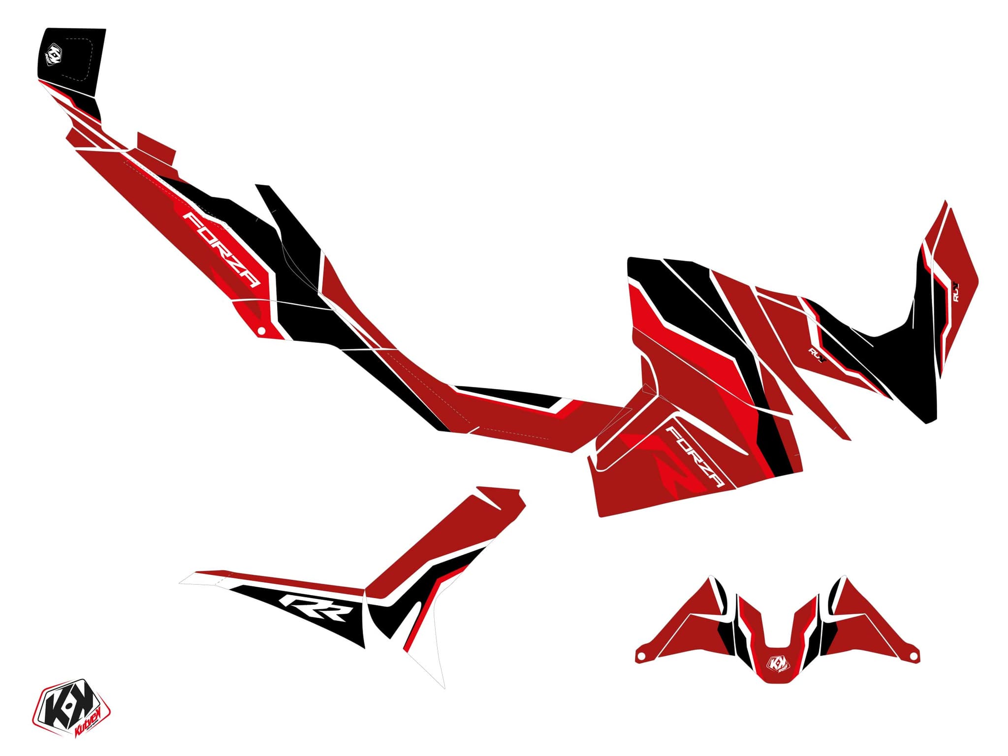 kit graphique maxi-scooter honda forza 750 run rouge | Honda | Kutvek - View 2