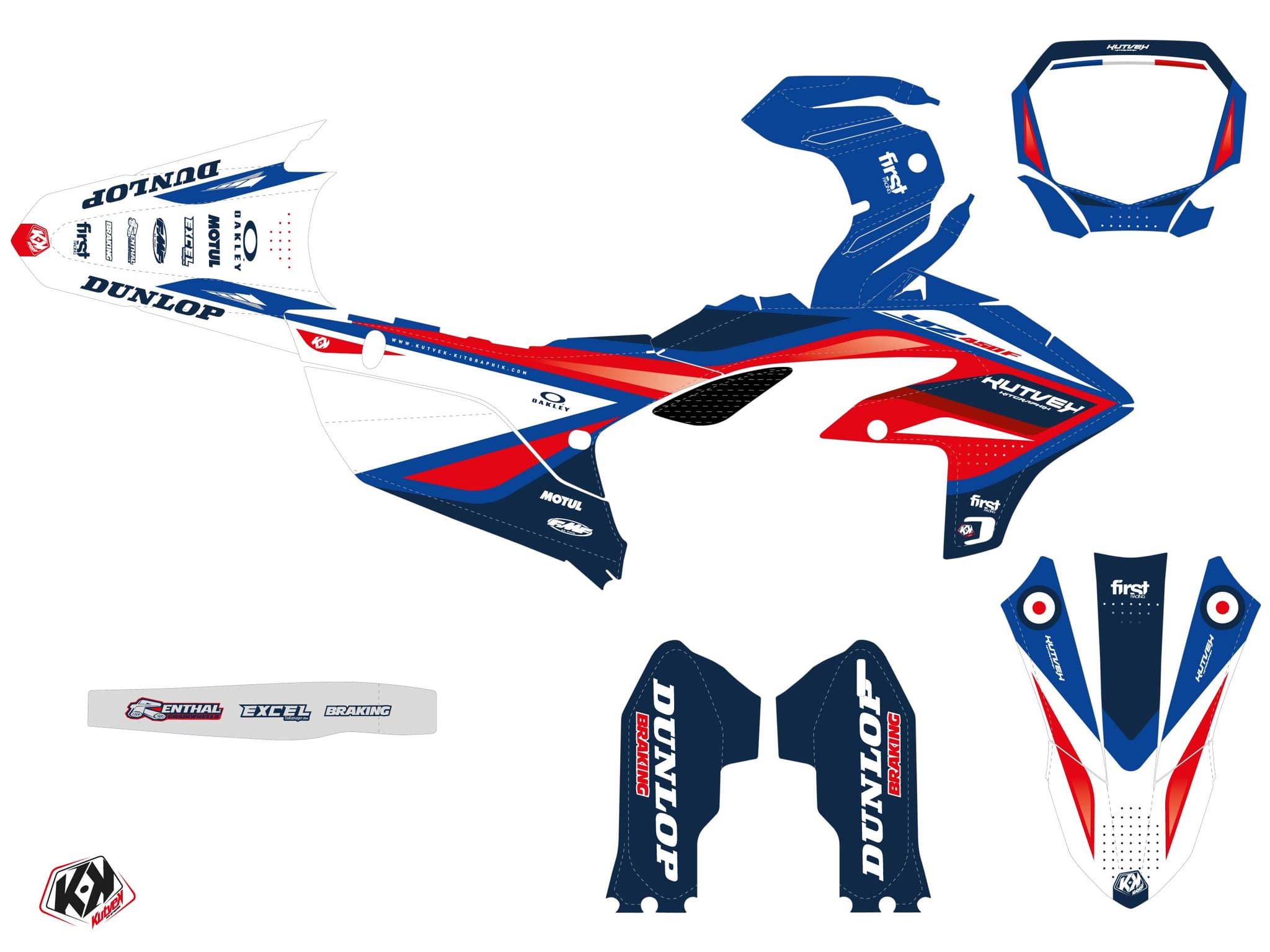 kit graphique motocross yamaha yz 450 f s2r k24 bleu | 450 YZF | Kutvek - View 2