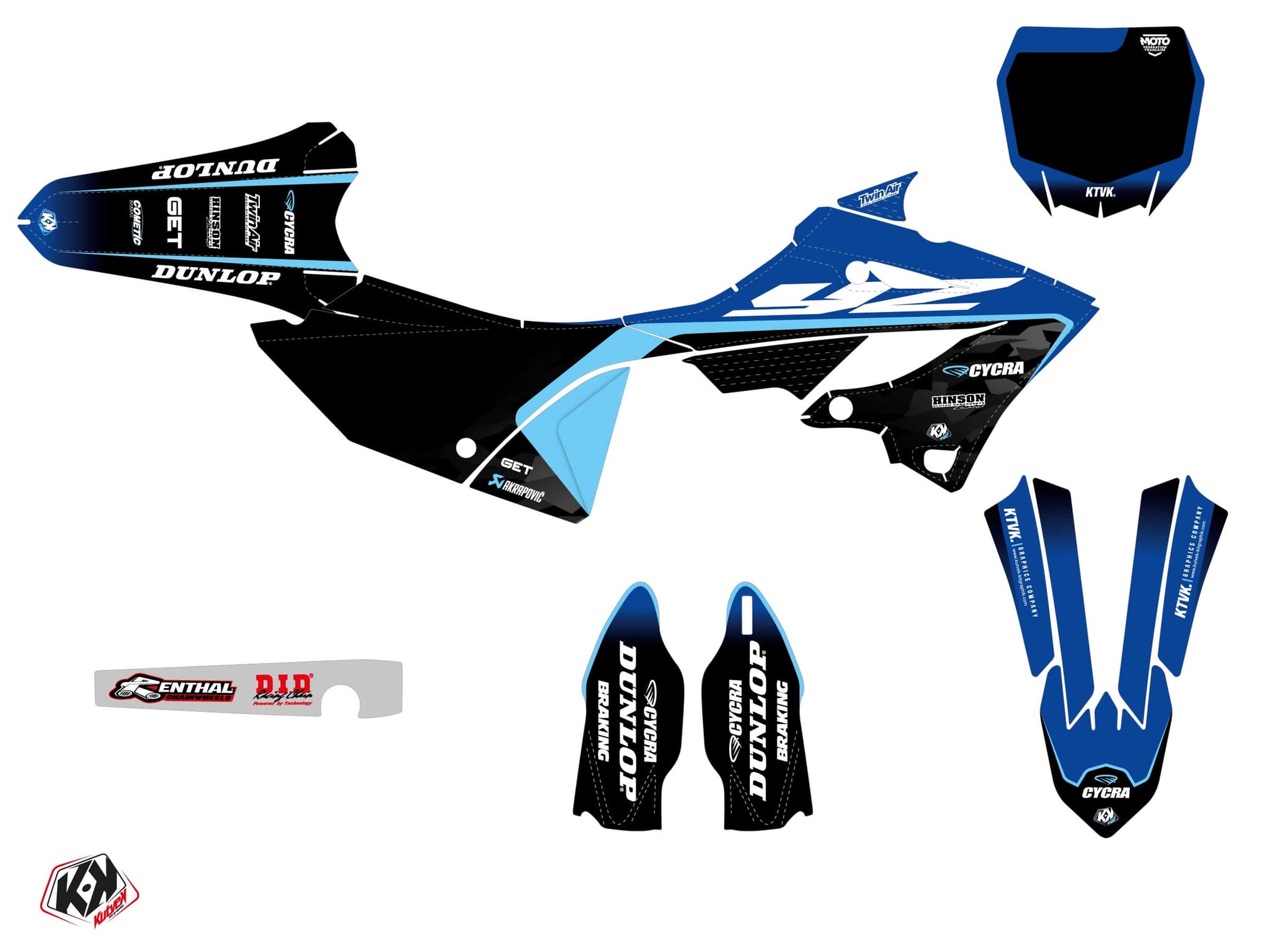 Deko-Set Moto-Cross YAMAHA YZ 125 SEAL Blau | 125 YZ | Kutvek - View 2