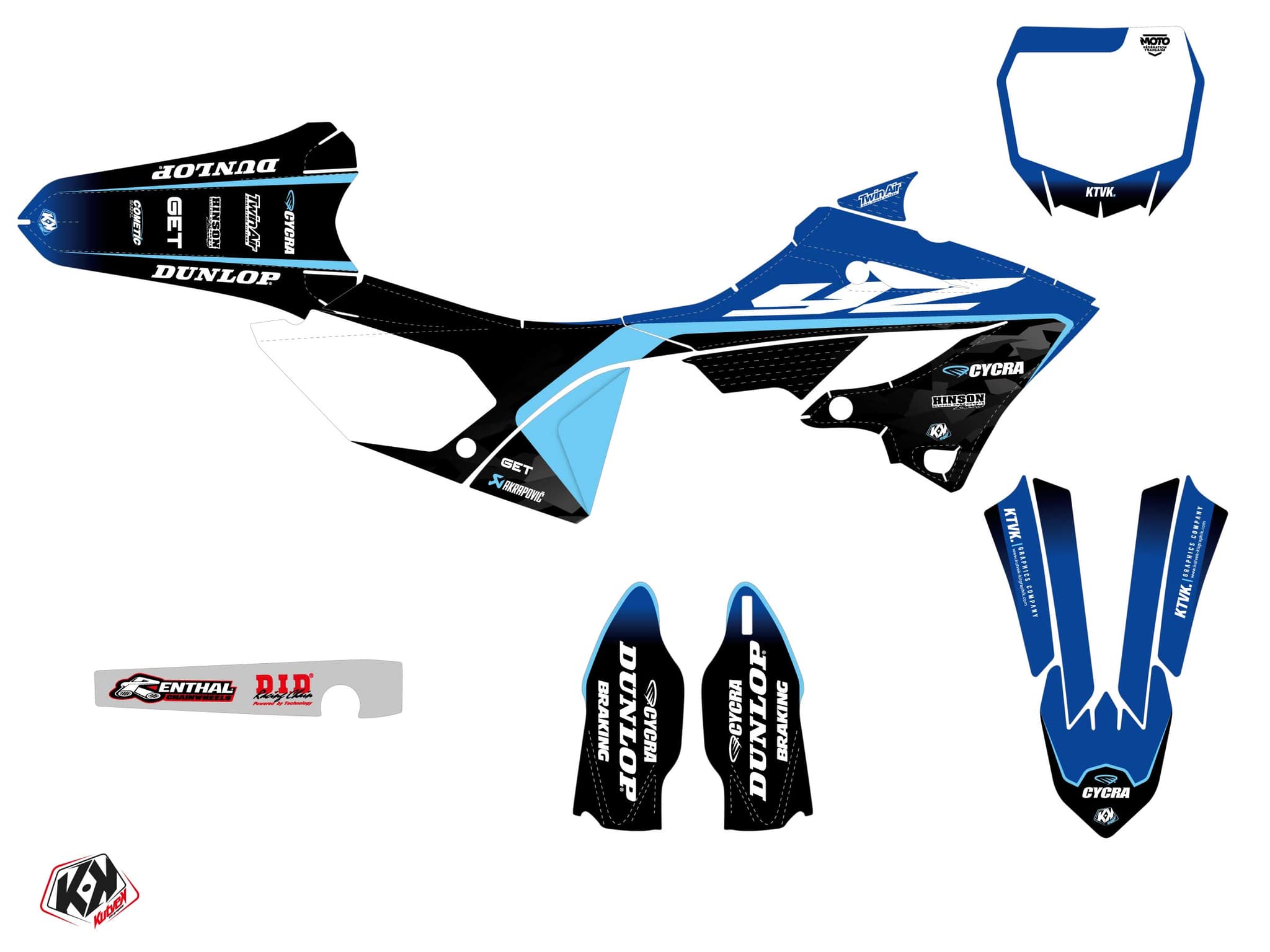 Kit decorativo Motocross YAMAHA YZ 250 SEAL Azul | 250 YZ | Kutvek - View 2