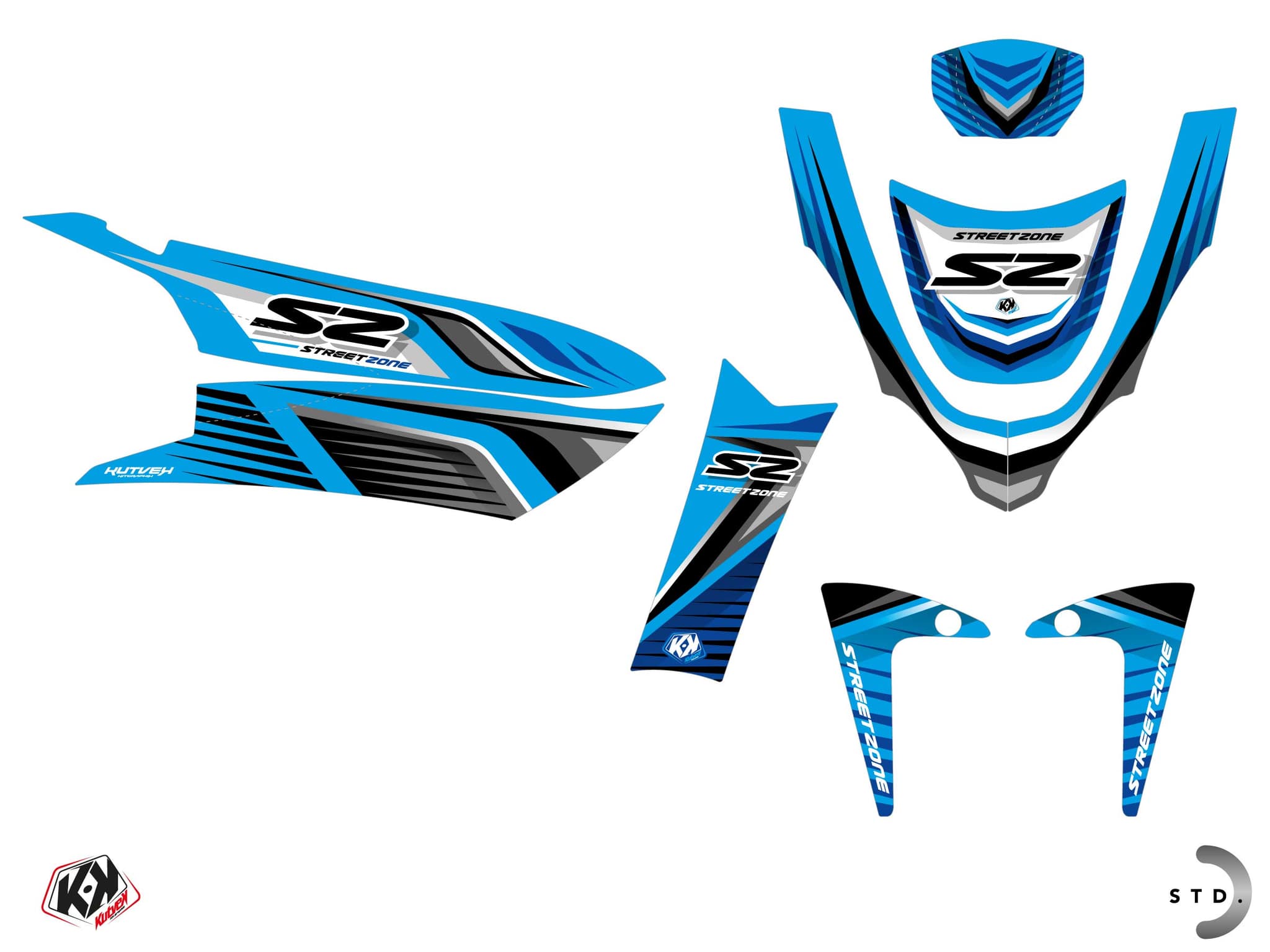 kit graphique scouter peugeot streetzone 50 4t naked shine bleu | Peugeot | Kutvek - View 2