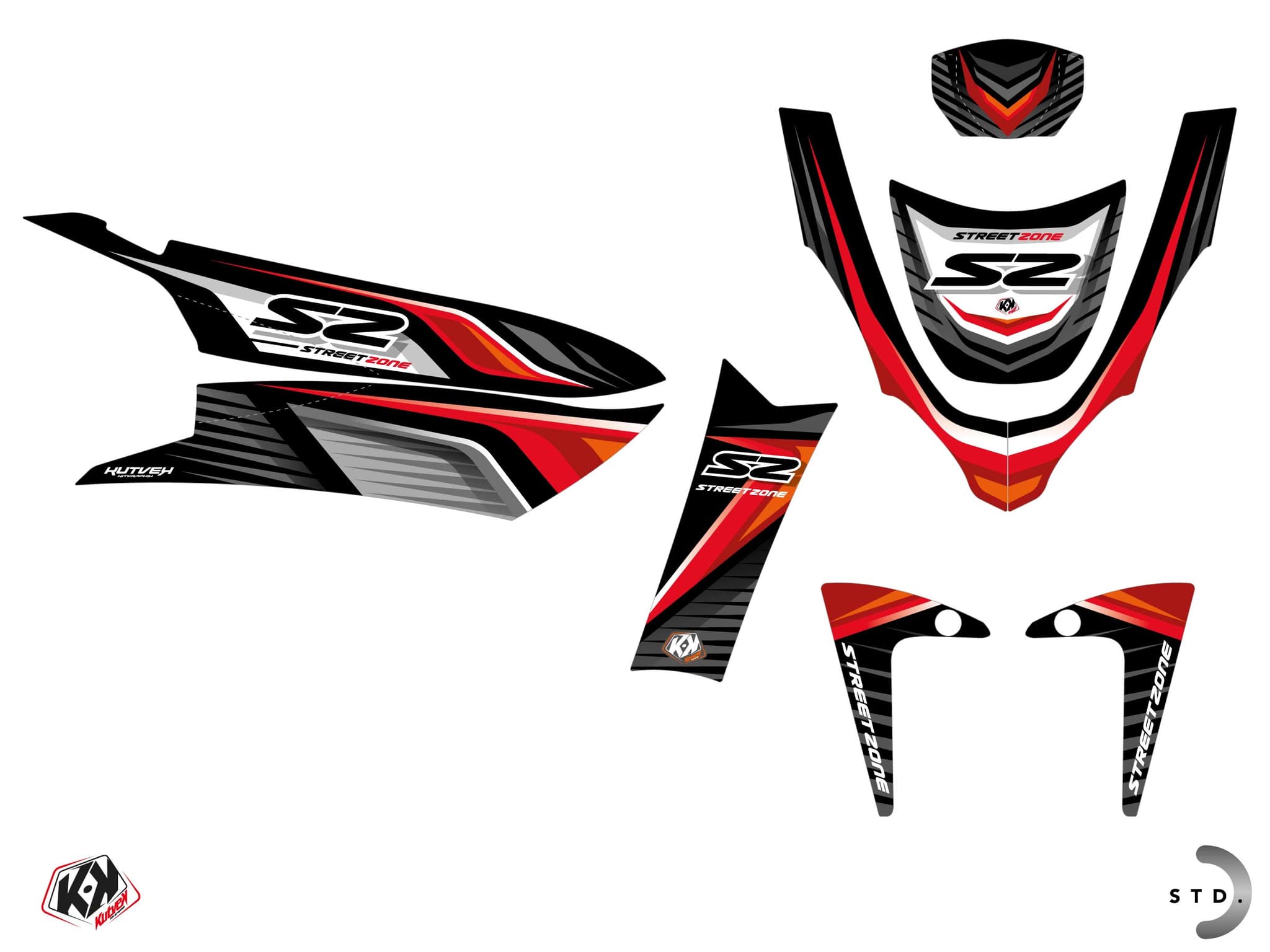 kit graphique scouter peugeot streetzone 50 4t naked shine noir | Peugeot | Kutvek - View 2