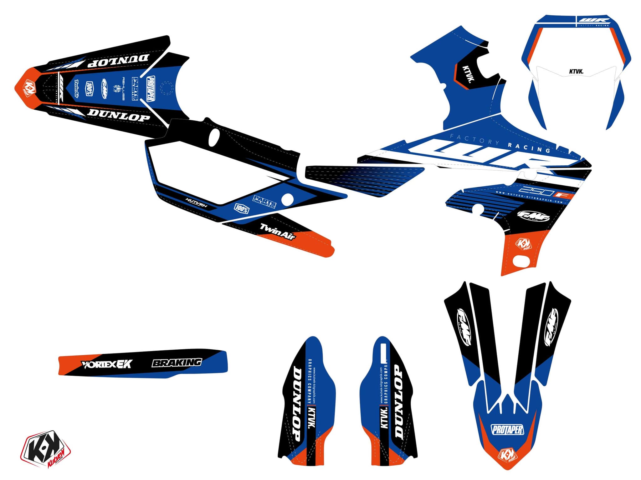 Yamaha 250 WRF Dirt Bike Shok Graphic Kit Blue | WR | Kutvek - View 2