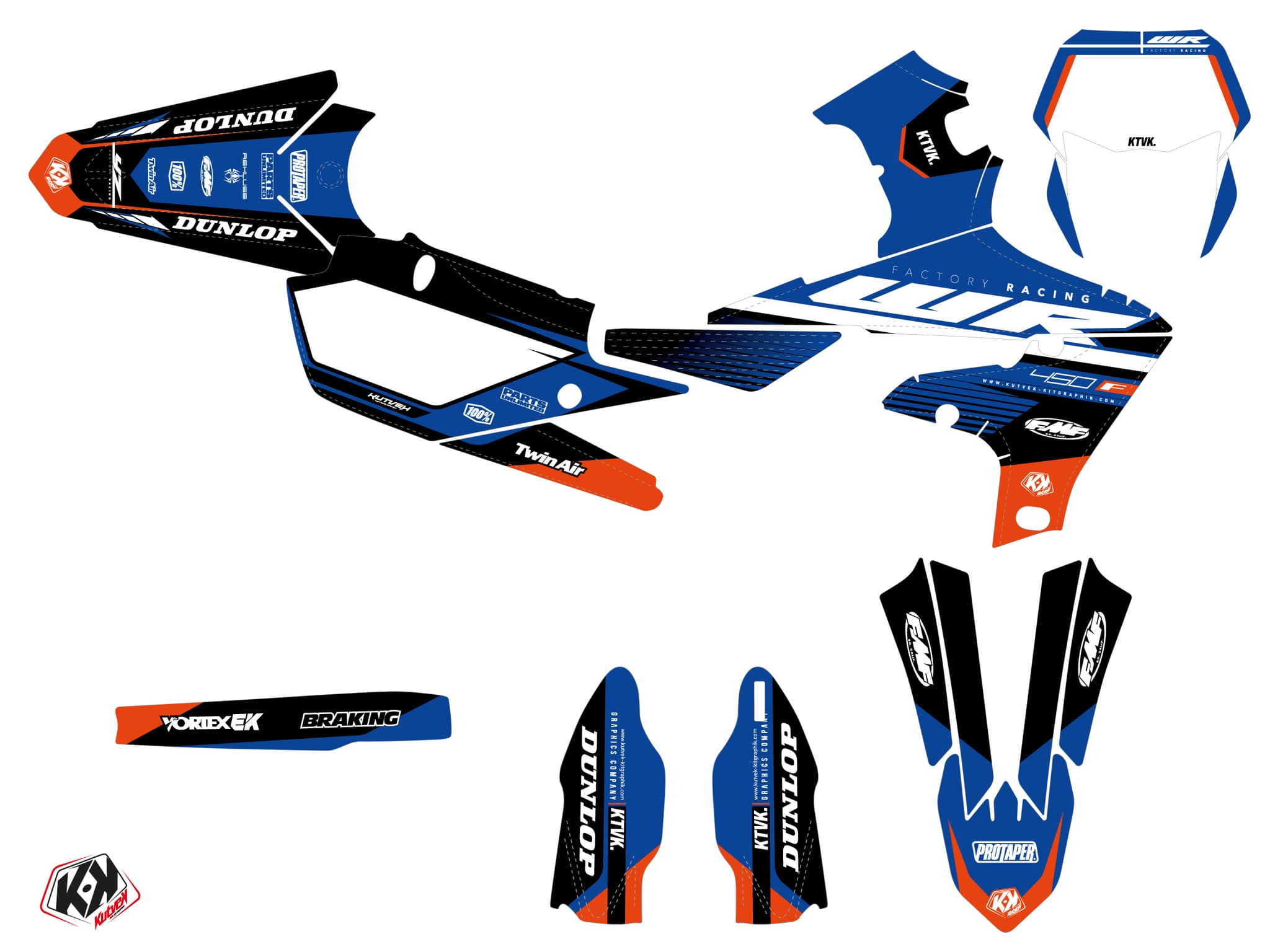 Yamaha 450 WRF Dirt Bike Shok Graphic Kit Blue | WR | Kutvek - View 2